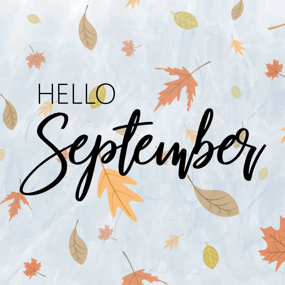 September Desktop, autumn leaves, bold black script, SD Desktop Wallpaper