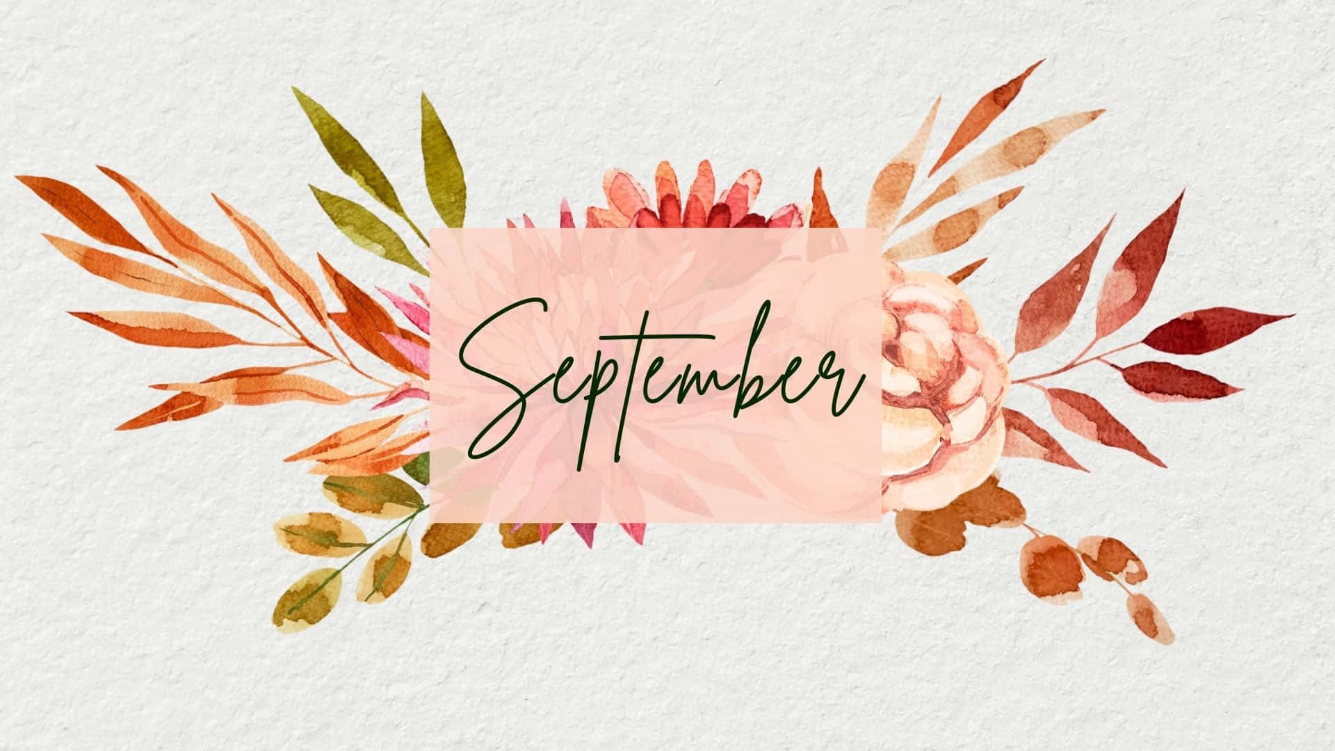 September, watercolor floral wreath, autumnal tones, Full HD Desktop Wallpaper