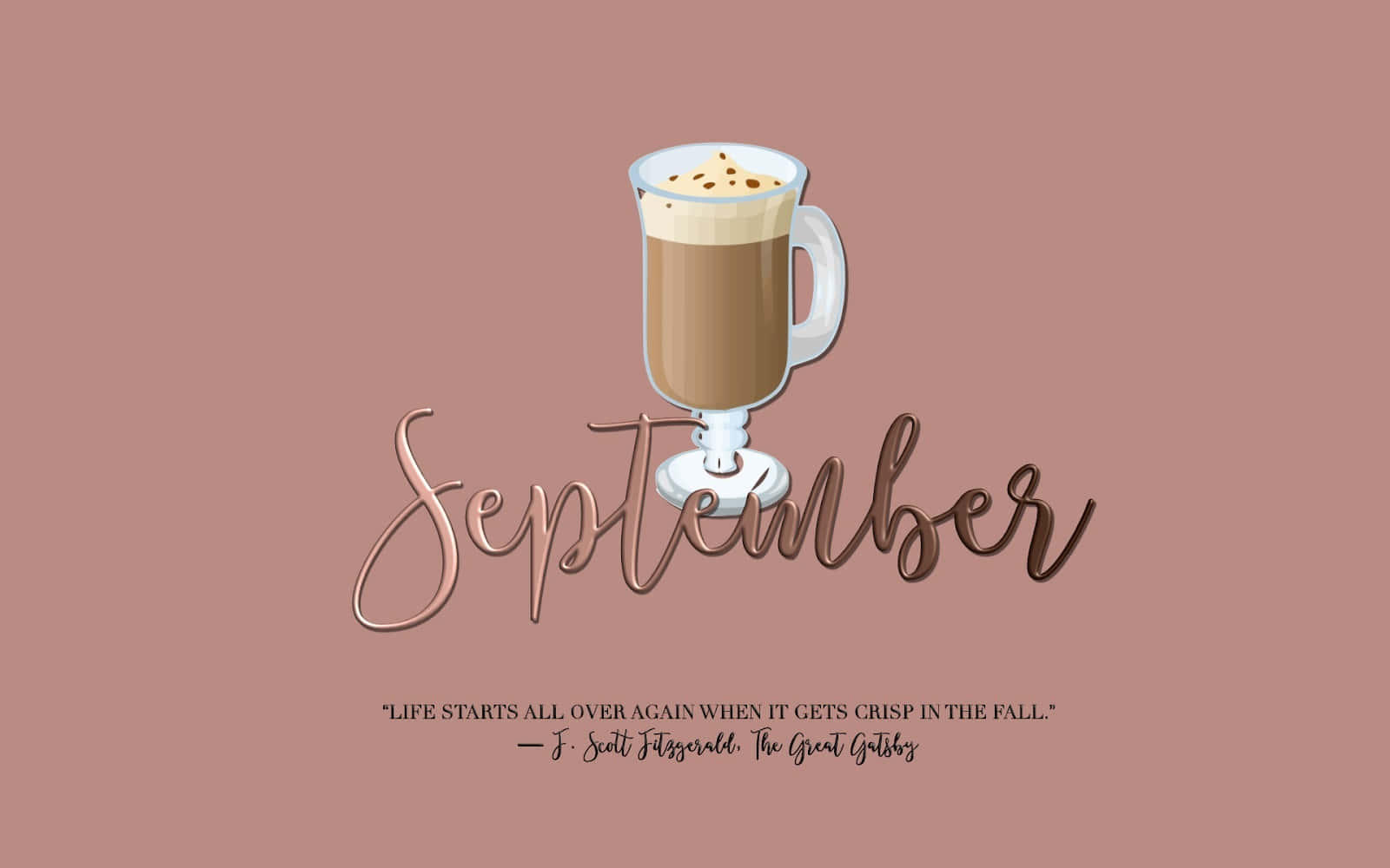 September, cursive September text, creamy coffee drink, HD Desktop Wallpaper