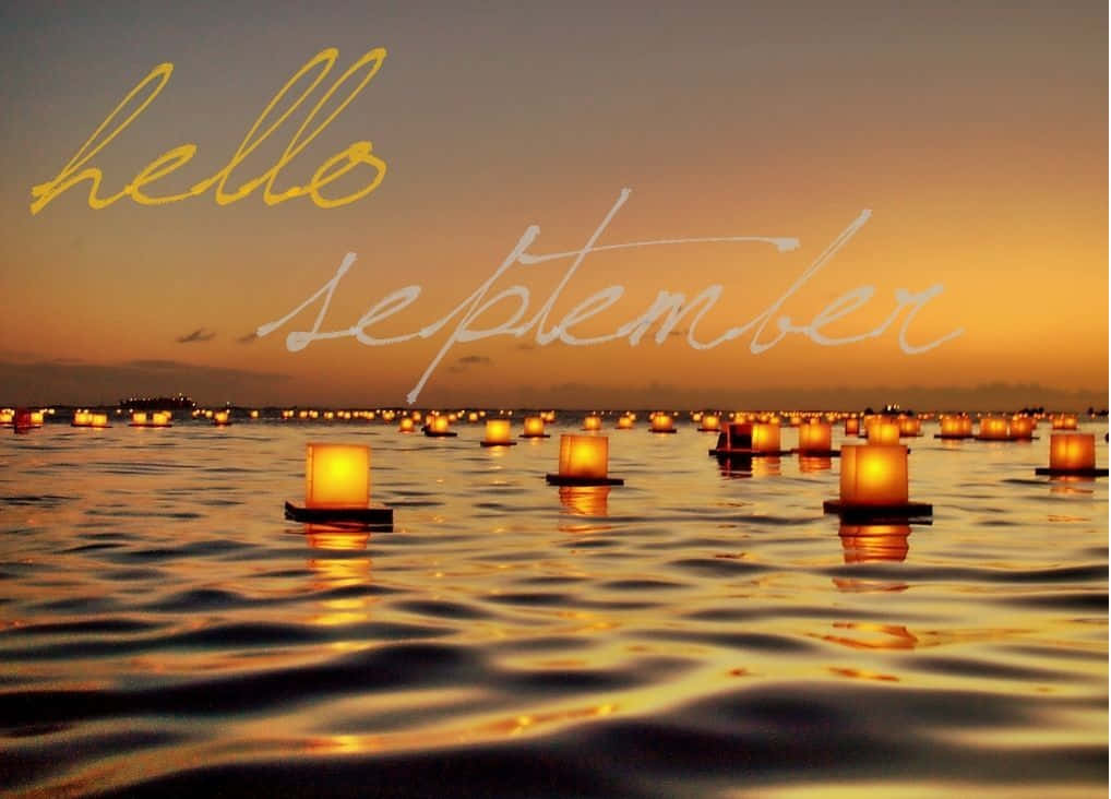 Hello September, lanterns, water, SD Desktop Wallpaper