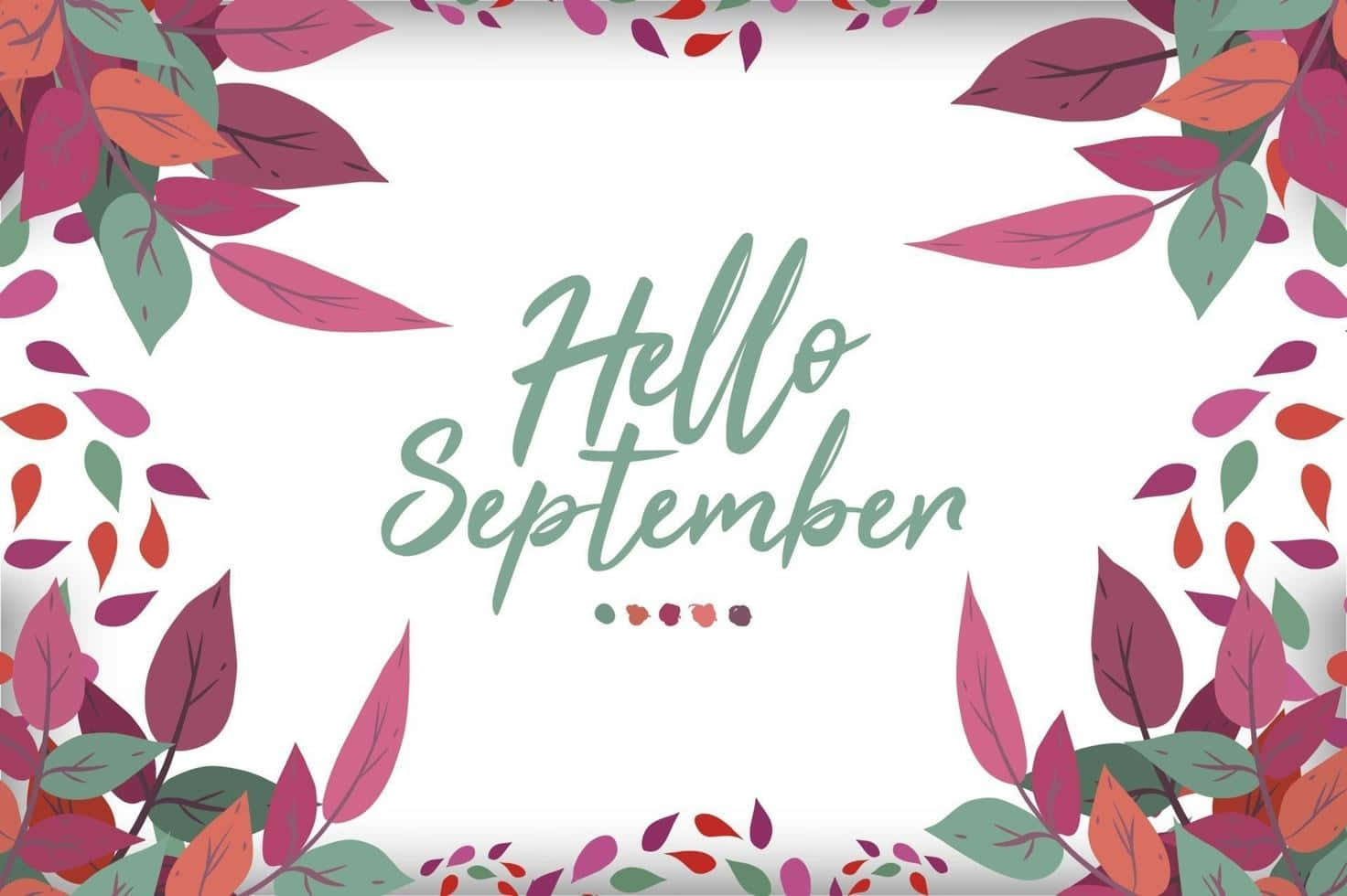 Hello September, autumn leaves, pink, HD Desktop Wallpaper