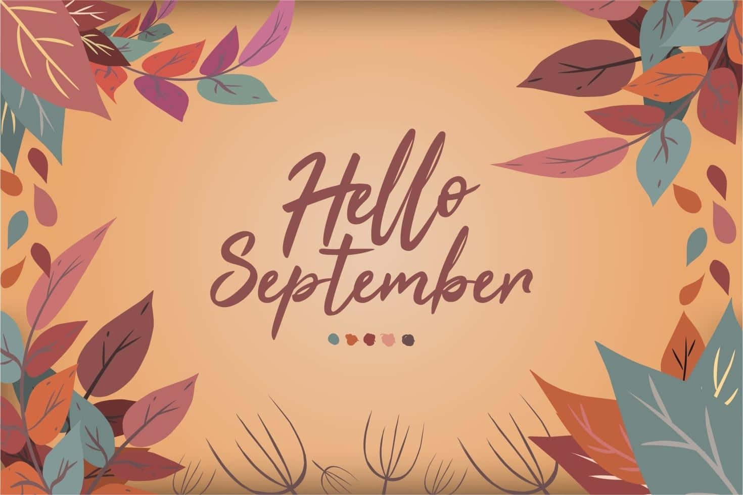 Hello September, autumn-themed greeting card, elegant script, HD Desktop Wallpaper