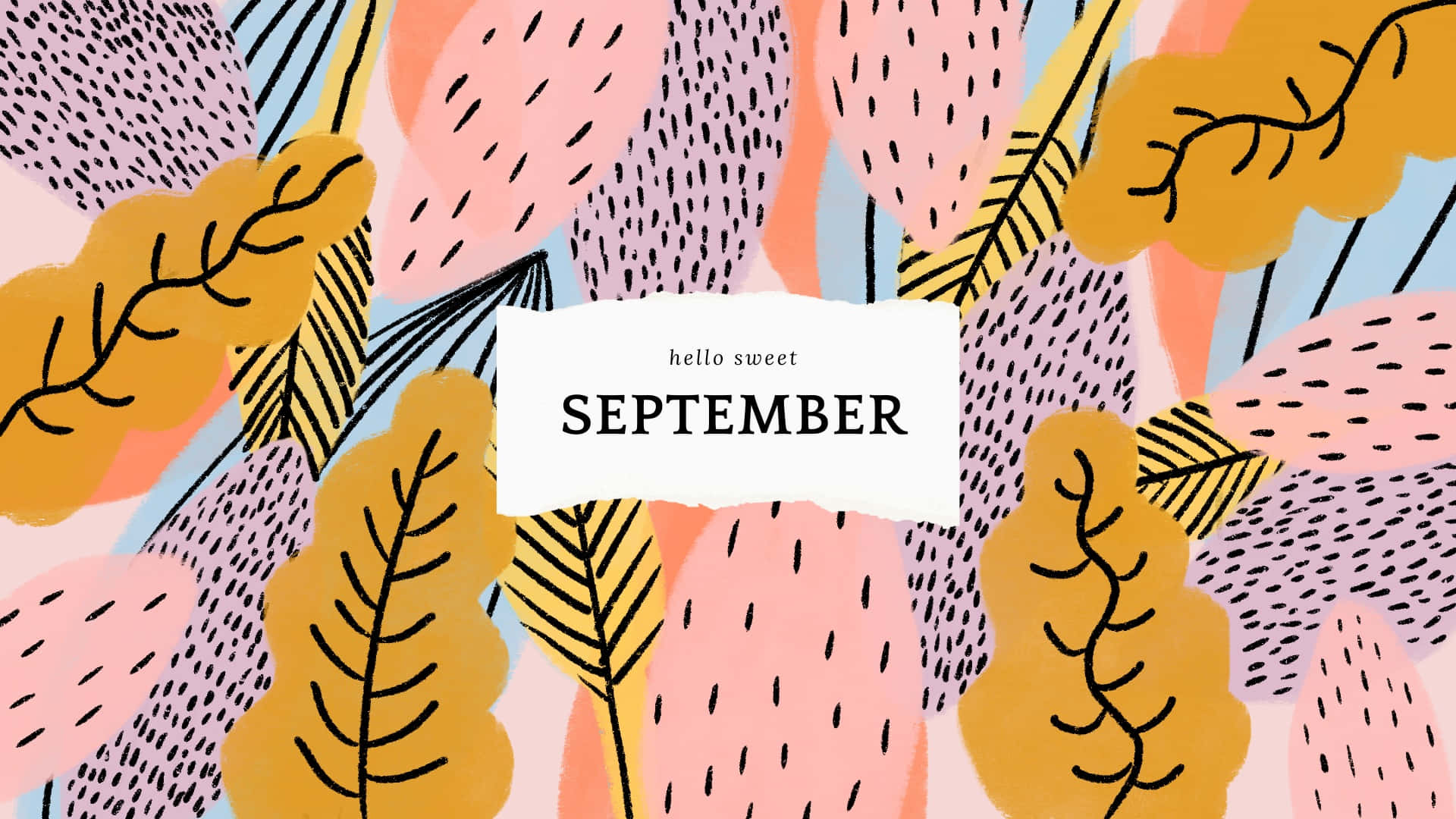 hello sweet september, pink, yellow, Full HD Desktop Wallpaper