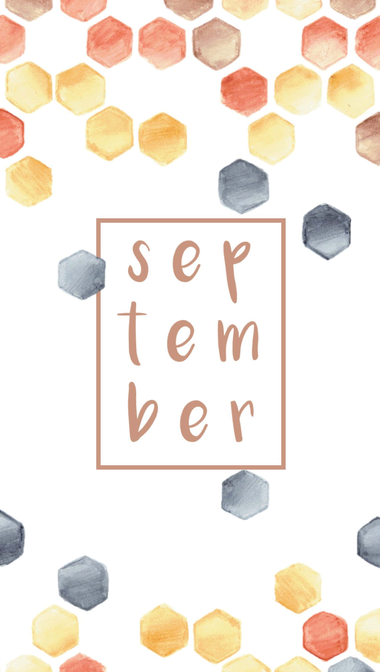 September iPhone, watercolor hexagons, warm autumn tones, Full HD Phone Wallpaper
