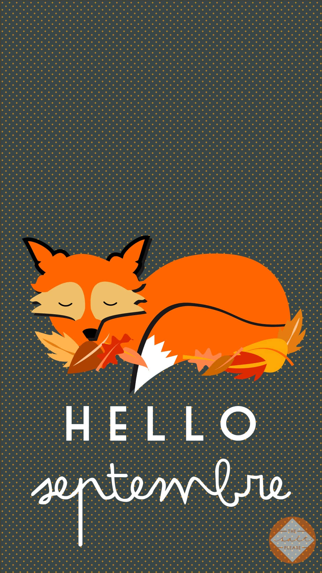 September iPhone, orange fox, autumn leaves, Full HD Phone Wallpaper