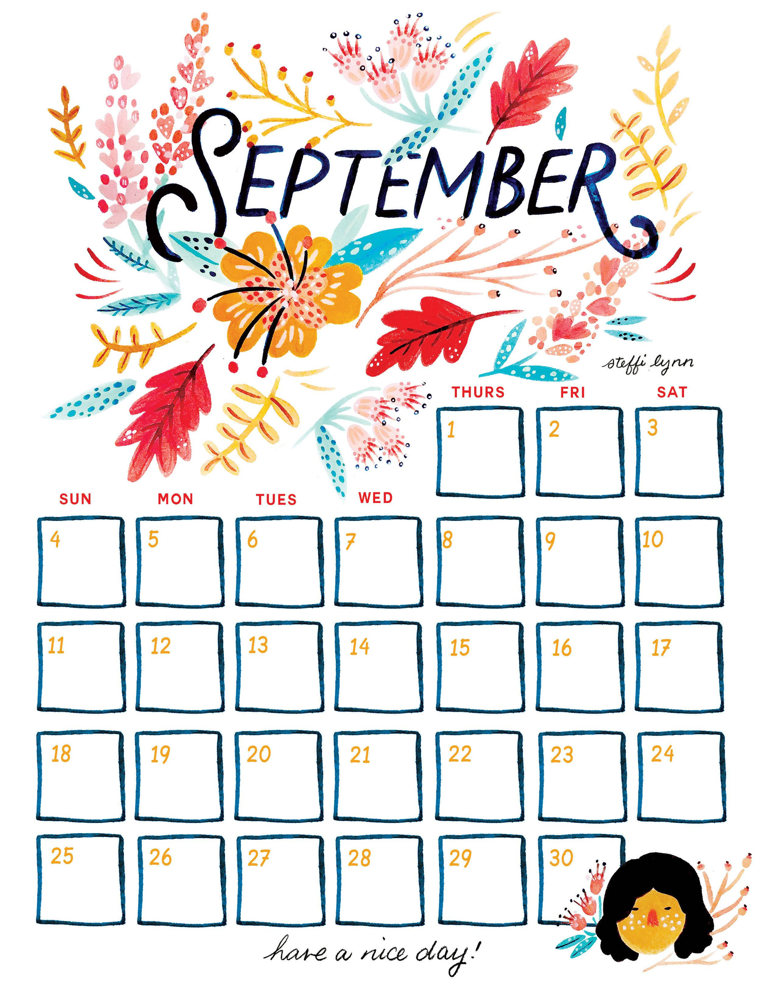 September calendar, autumn leaves, flowers, 2K Phone Wallpaper