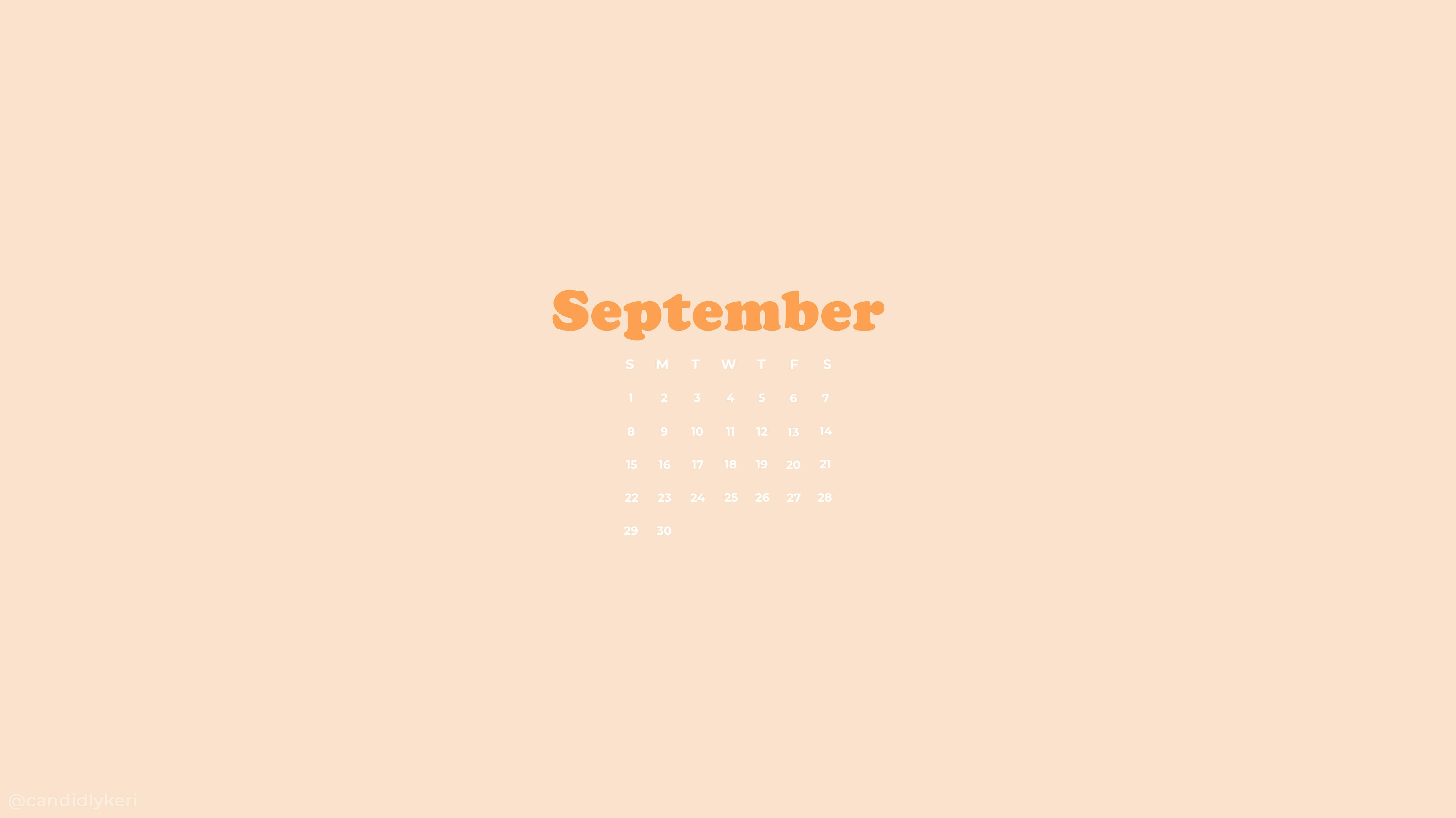 September, orange text, soft peach background, 5K Desktop Wallpaper