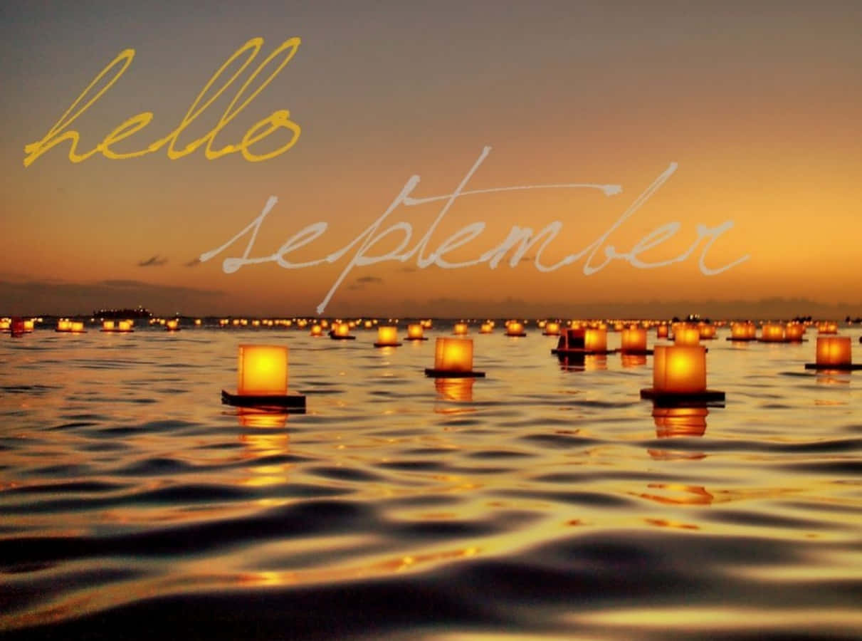 Hello September, sunset sky, floating lanterns, SD Desktop Wallpaper