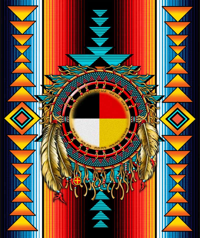 Serape, Native American headdress, dreamcatcher, SD Phone Wallpaper