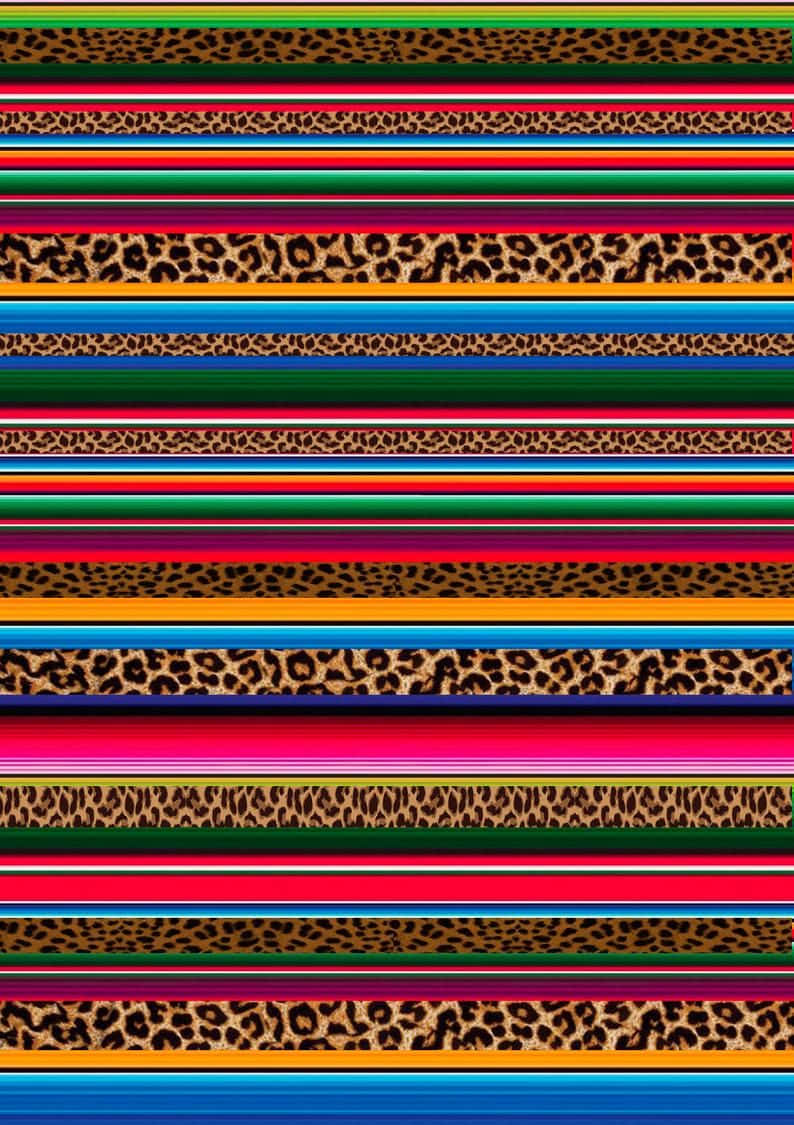 Serape, Vibrant Multicolored Stripes, Bold Leopard Print, SD Phone Wallpaper