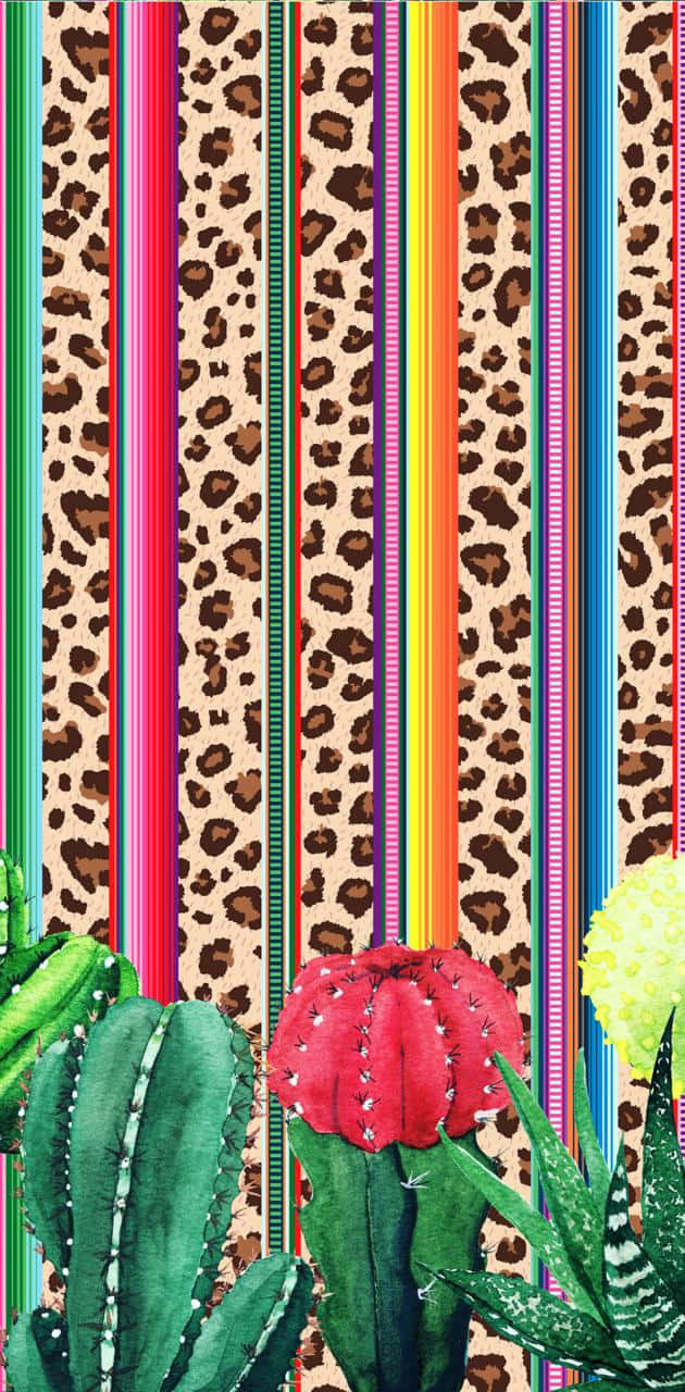 Serape, leopard print, rainbow hues, HD Phone Wallpaper