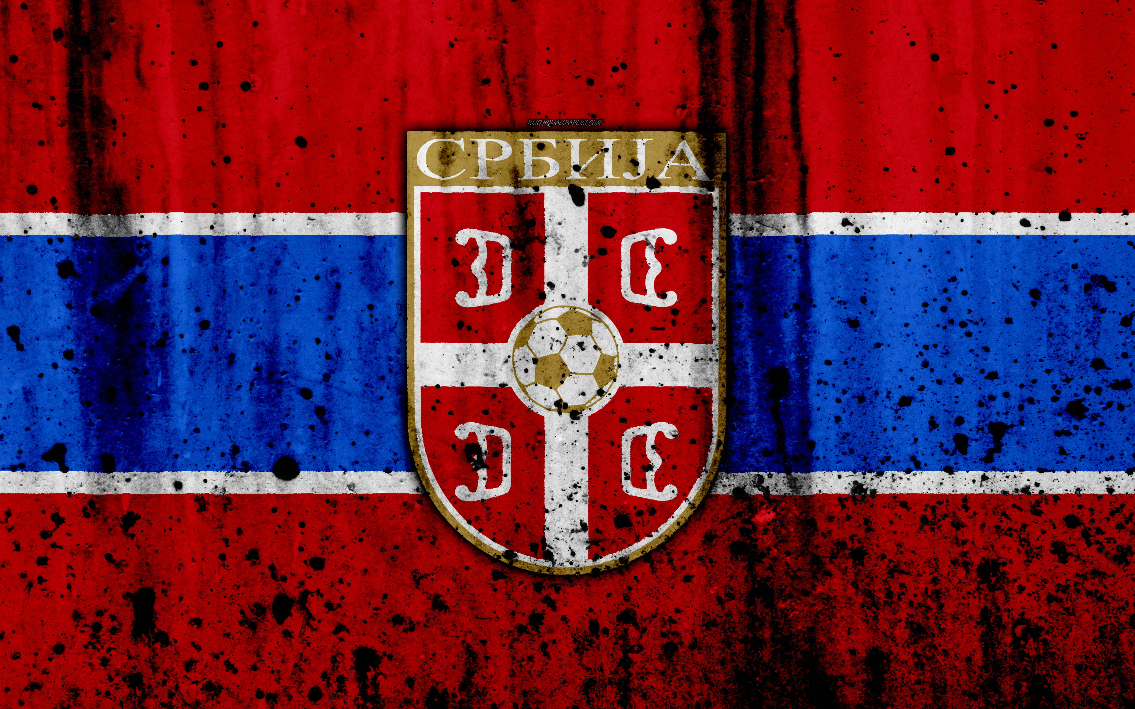 Serbia National Football Team, flag, distressed texture, 4K Desktop Wallpaper