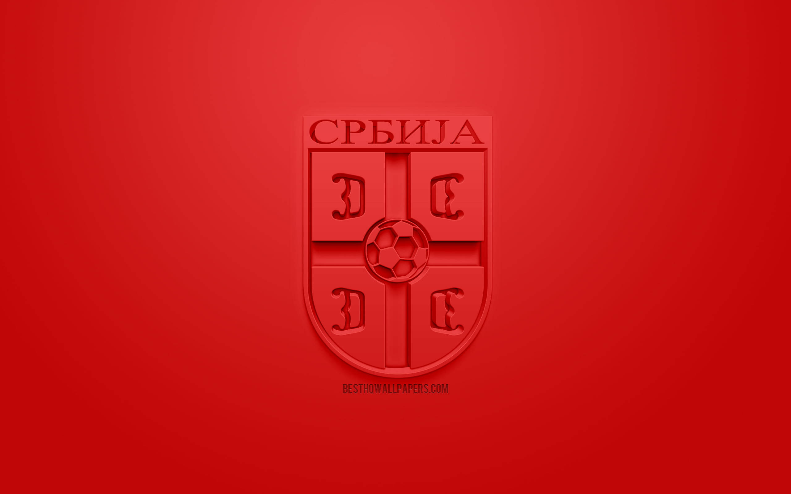 Serbia National Football Team, red, 3d-rendered, 2K Desktop Wallpaper
