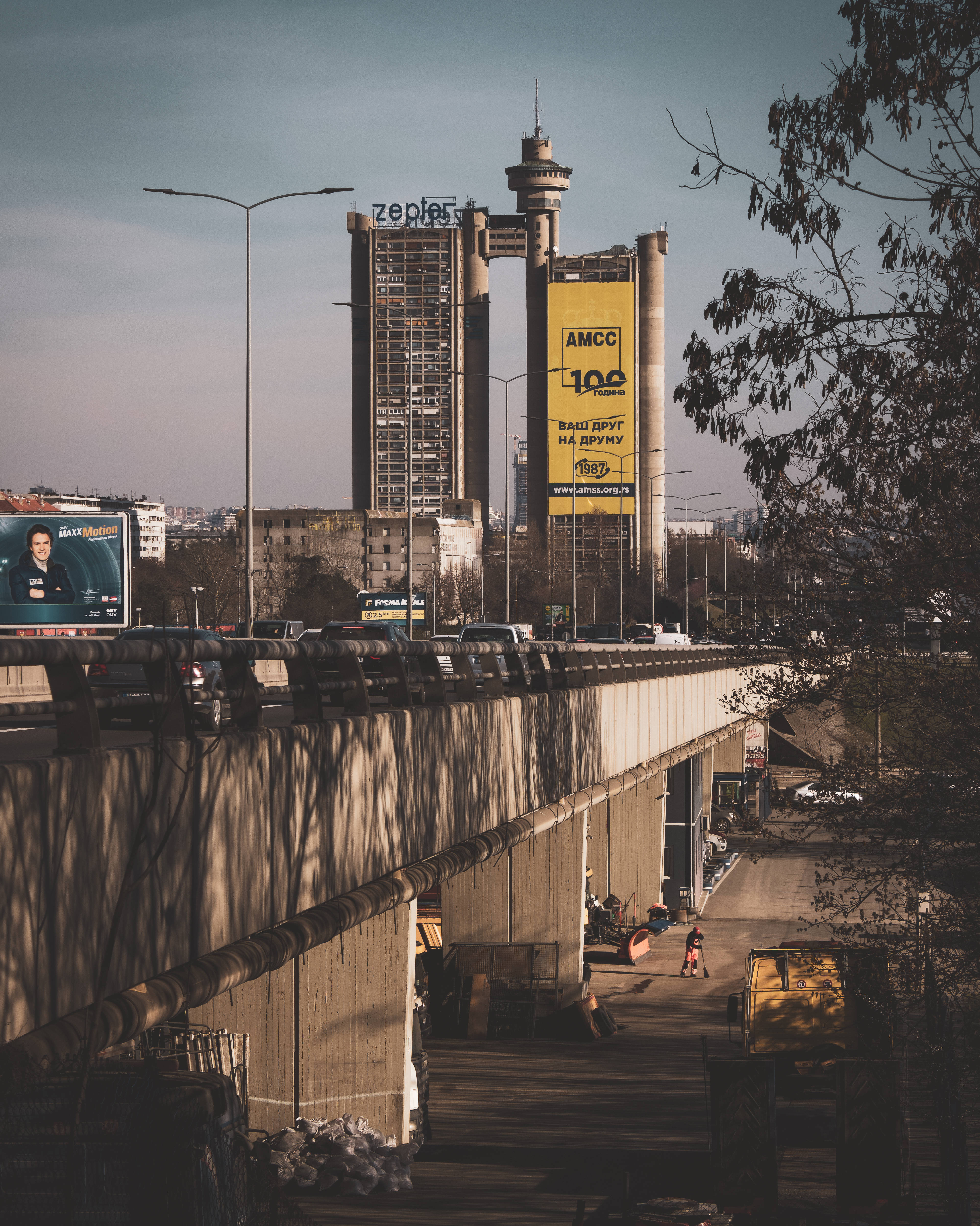Serbia, metropolitan area, concrete overpass, 4K Phone Wallpaper