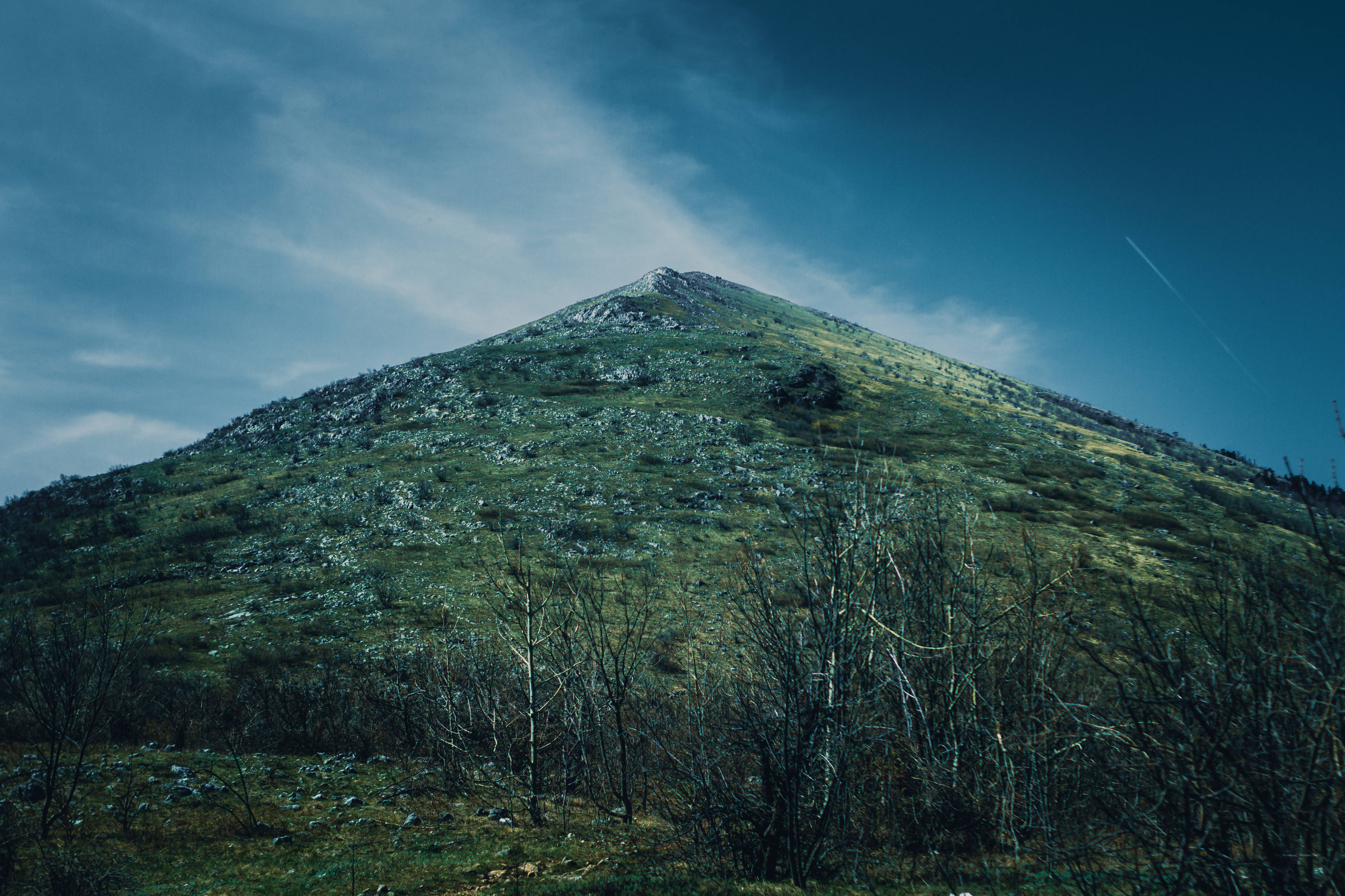 Serbia, pyramid mountain, moody blue sky, 4K Desktop Wallpaper