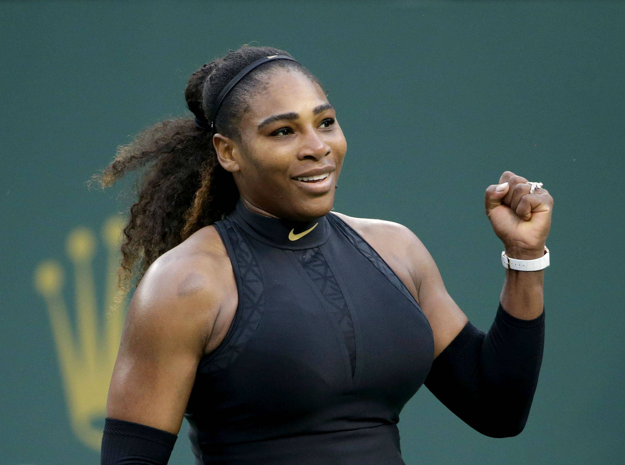 Serena Williams, tennis court, clenched fist, Full HD Desktop Wallpaper