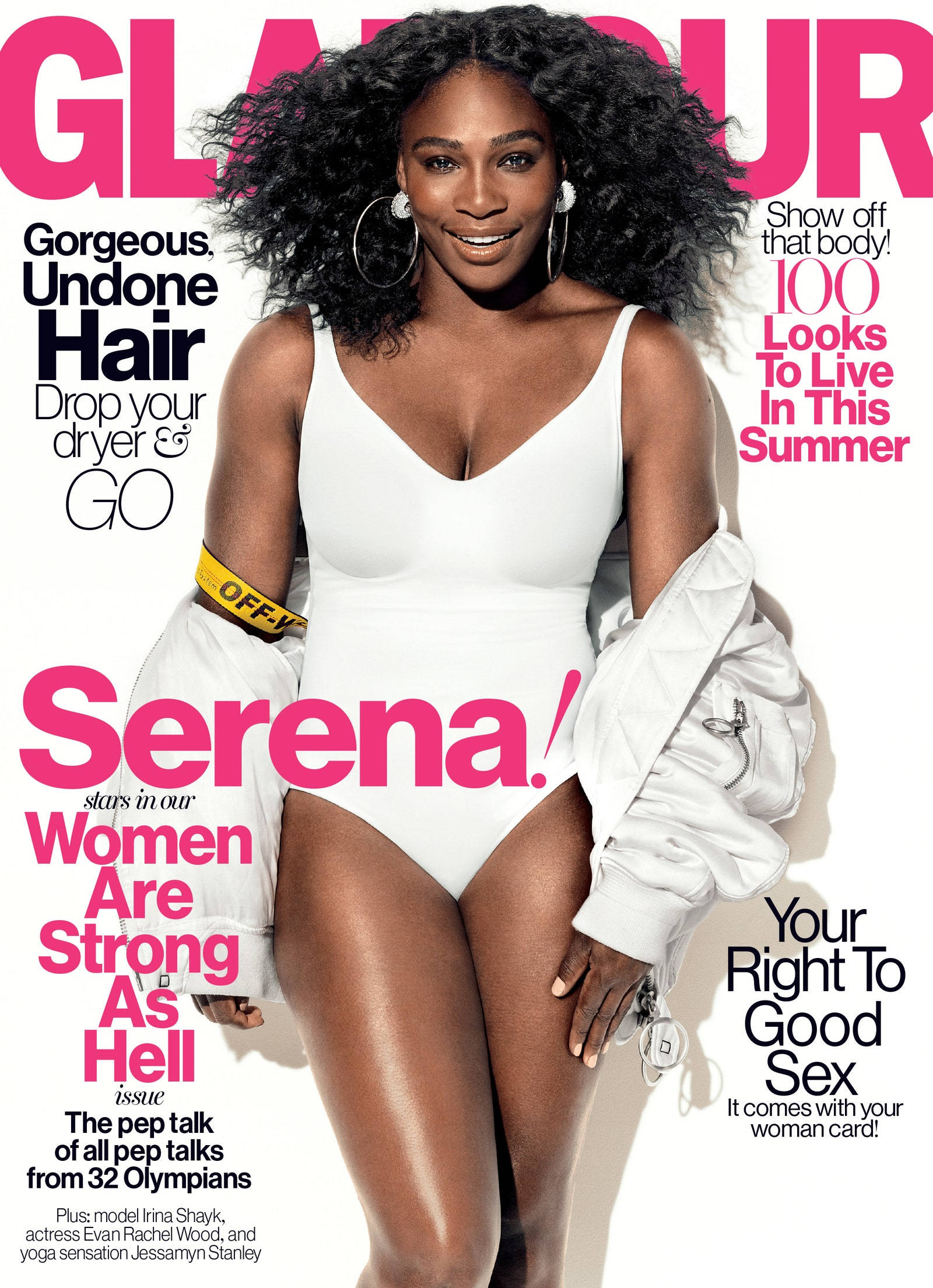 Serena Williams, white swimsuit, jacket, Full HD Phone Wallpaper
