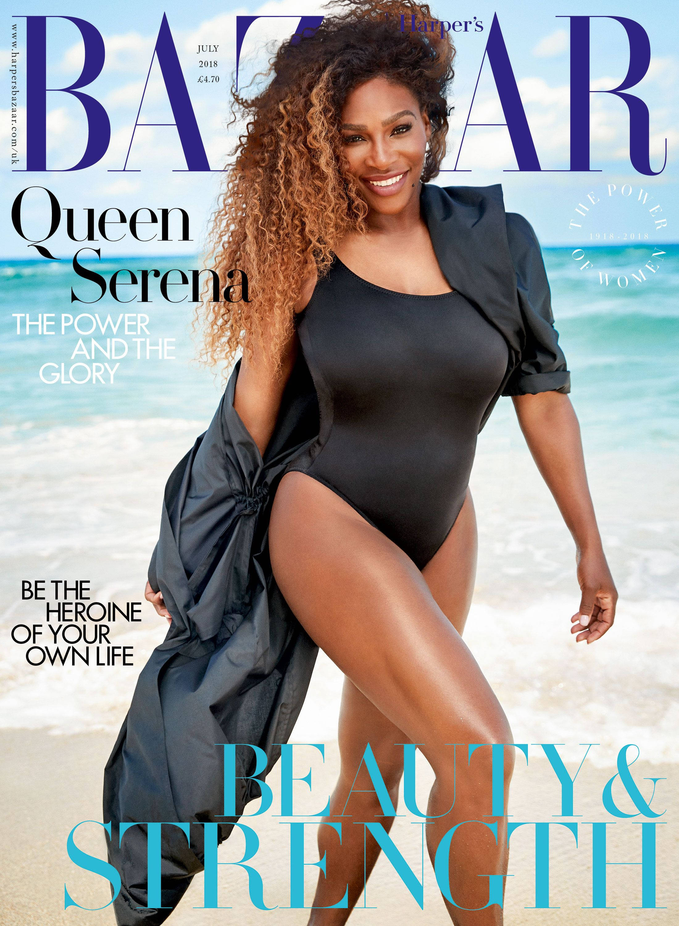 Serena Williams, black swimsuit, draped jacket, 2K Phone Wallpaper