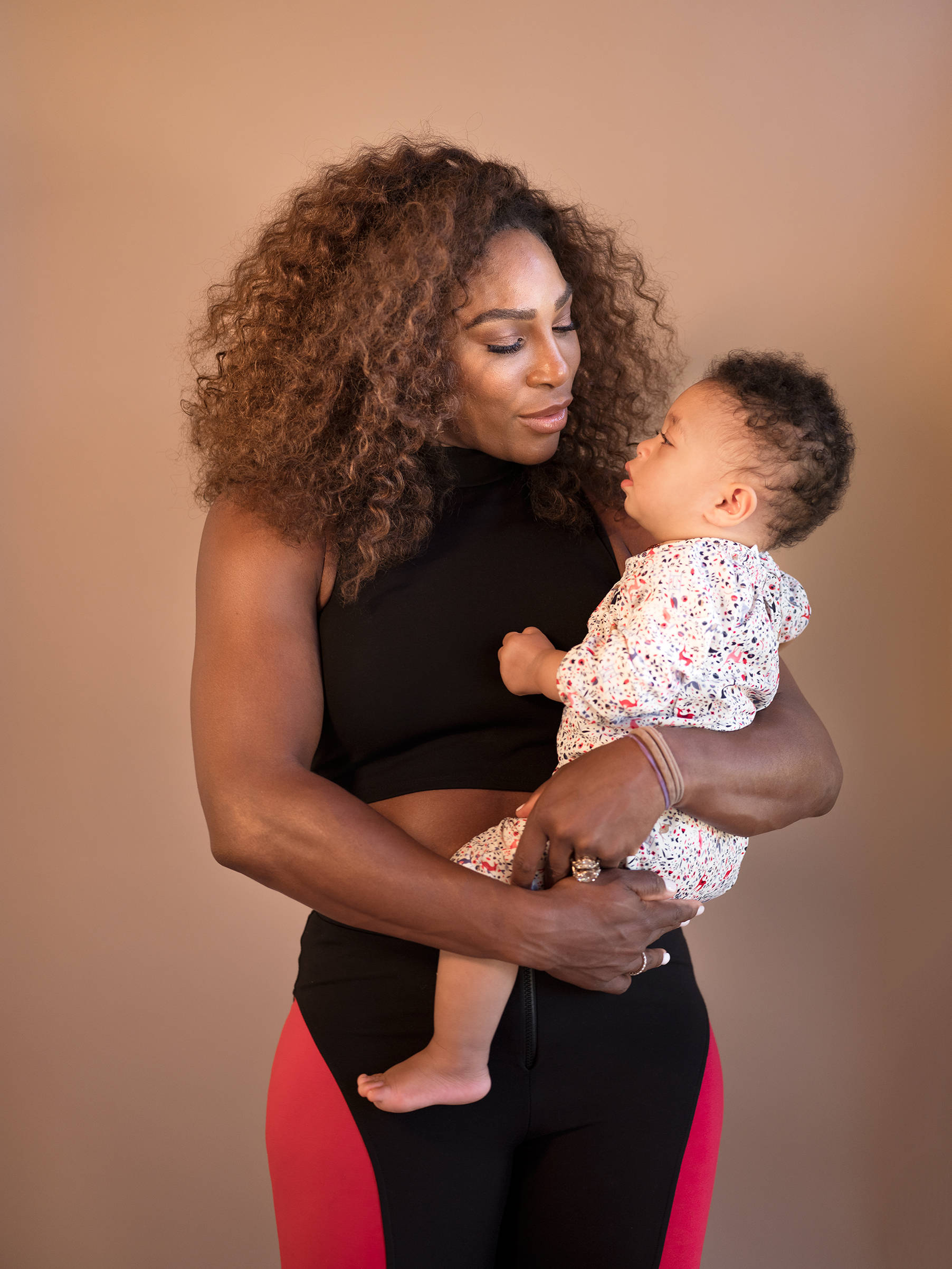 Serena Williams, daughter, floral onesie, Full HD Phone Wallpaper
