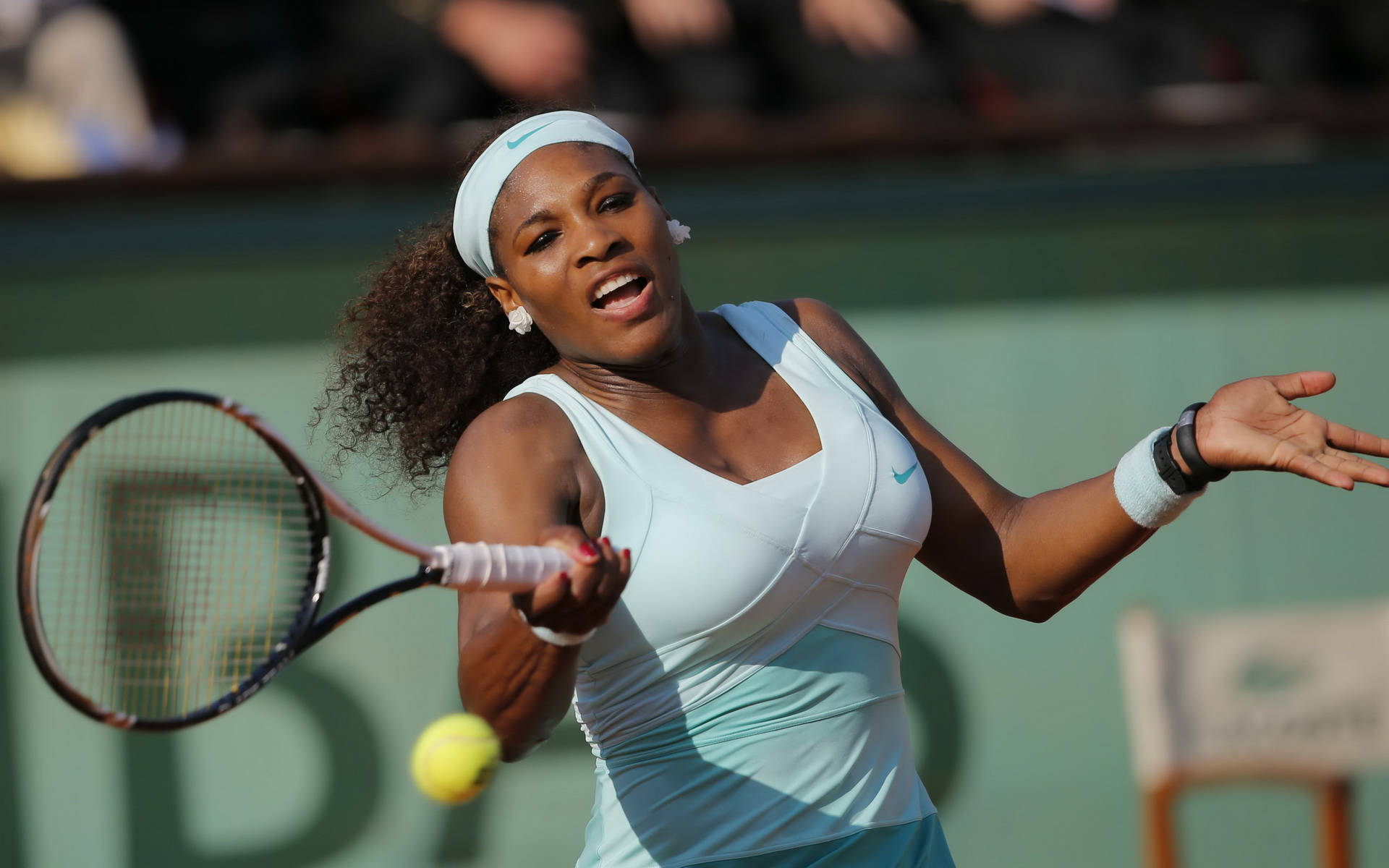 Serena Williams, forehand, clay court, Full HD Desktop Wallpaper