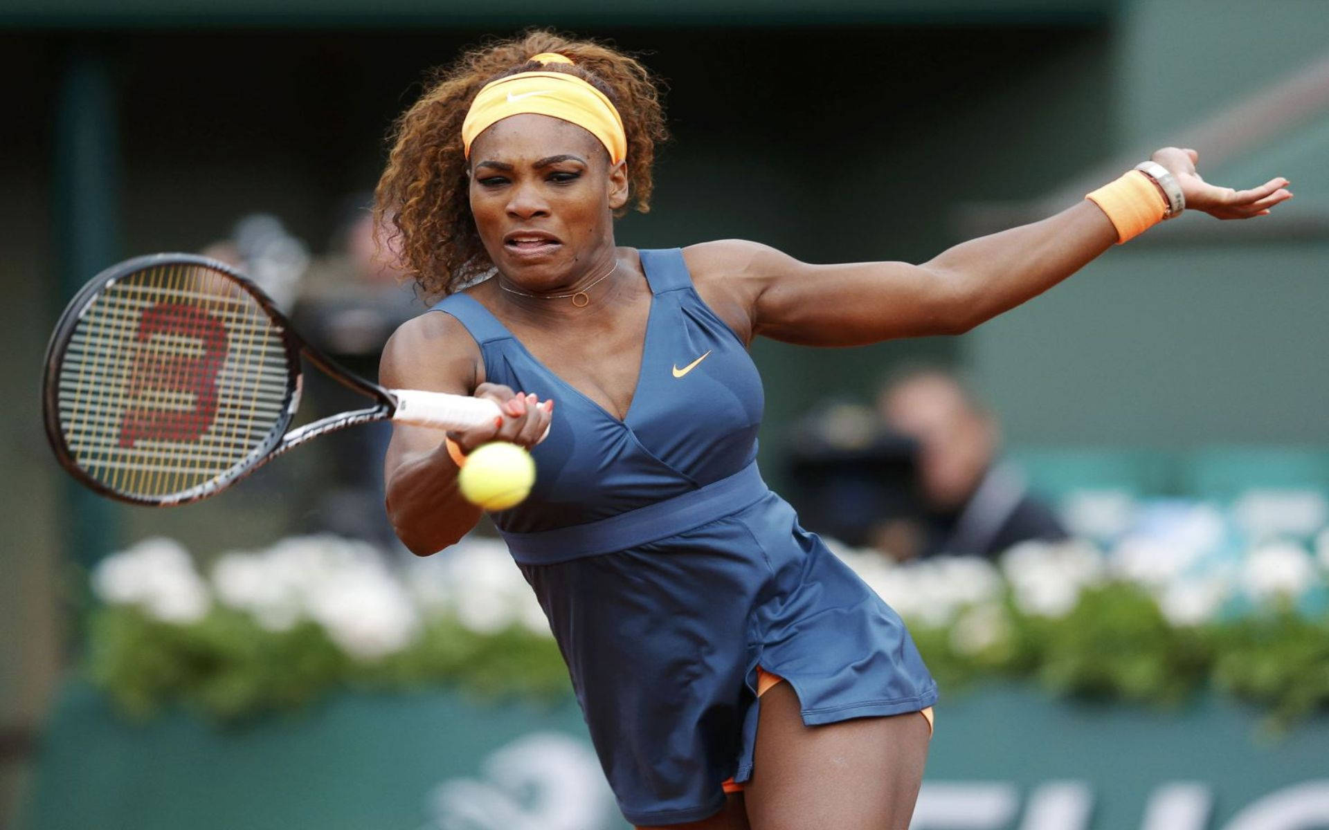 Serena Williams, forehand, clay court, Full HD Desktop Wallpaper
