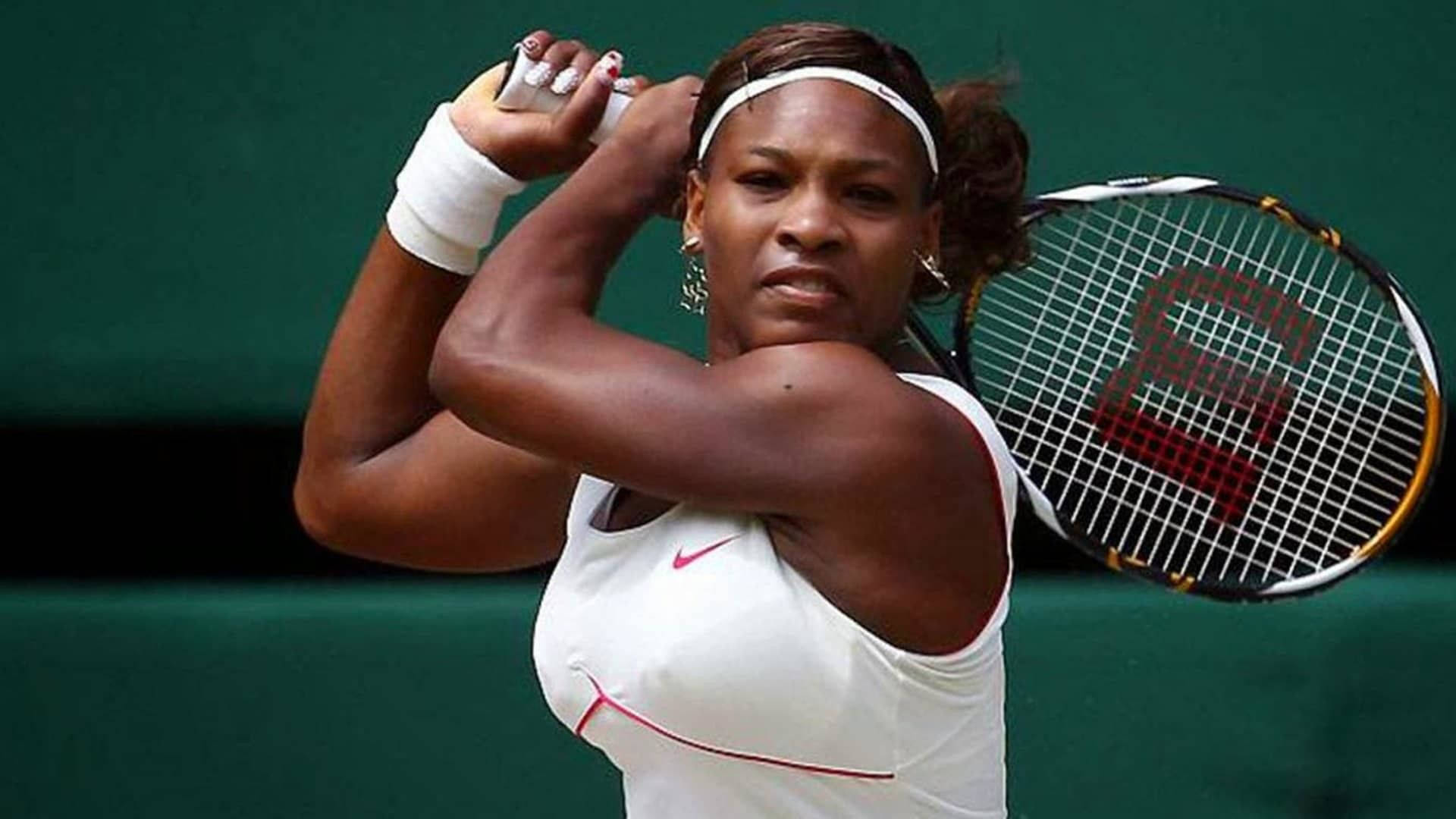 Serena Williams, tennis match, white athletic gear, Full HD Desktop Wallpaper
