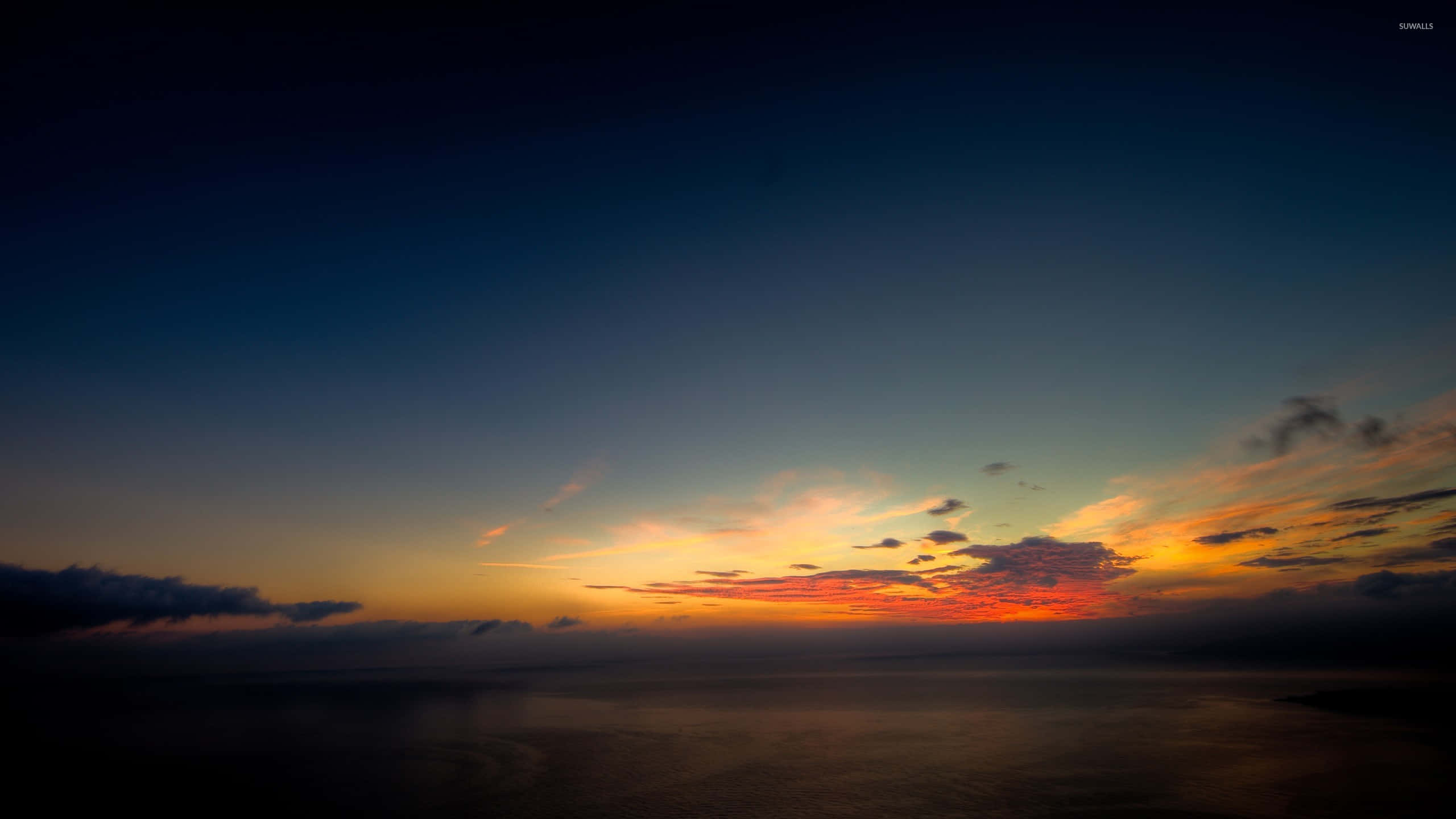 Serene, sunset, ocean, 2K Desktop Wallpaper