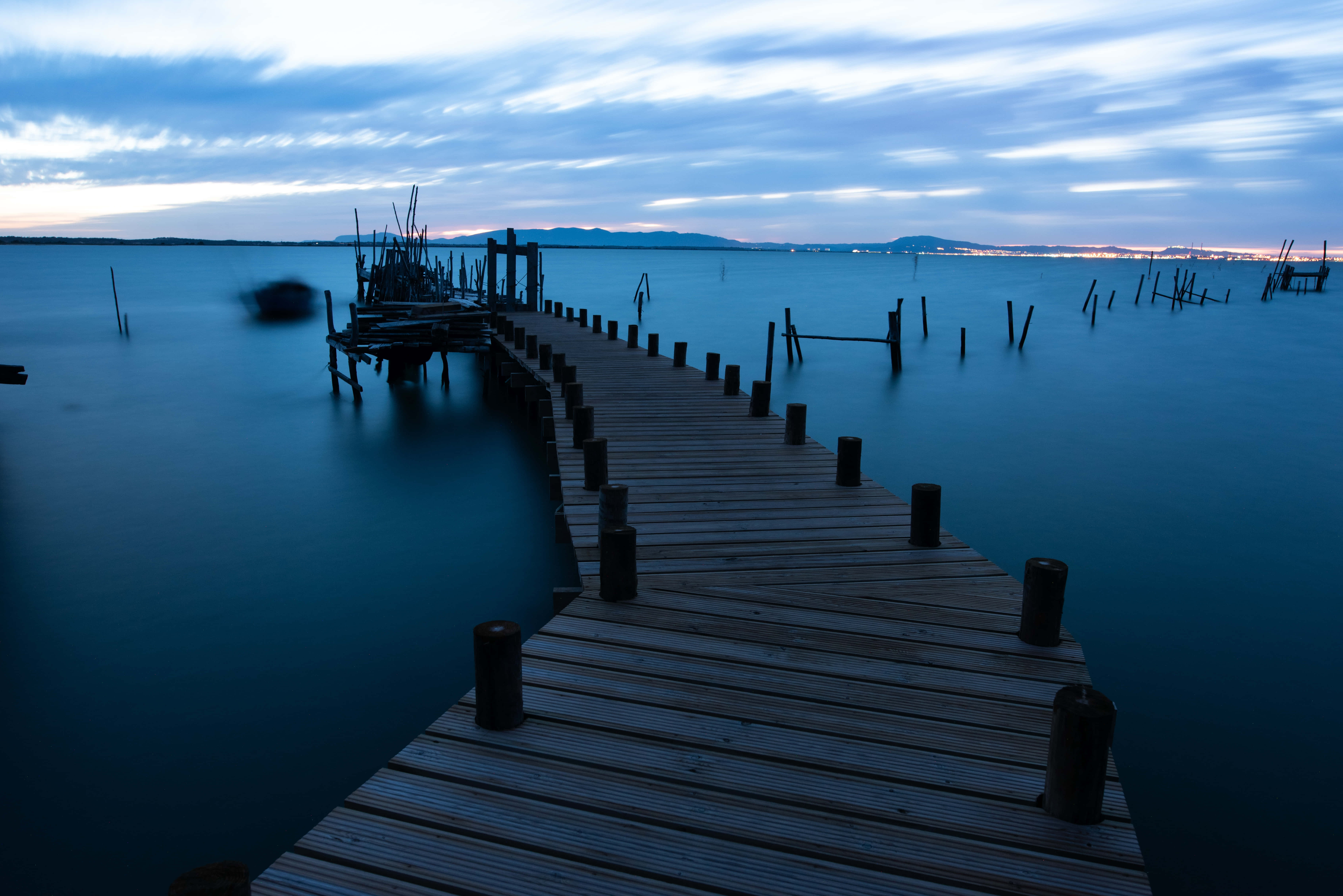 blue hour, pier, calm sea, 5K Desktop Wallpaper