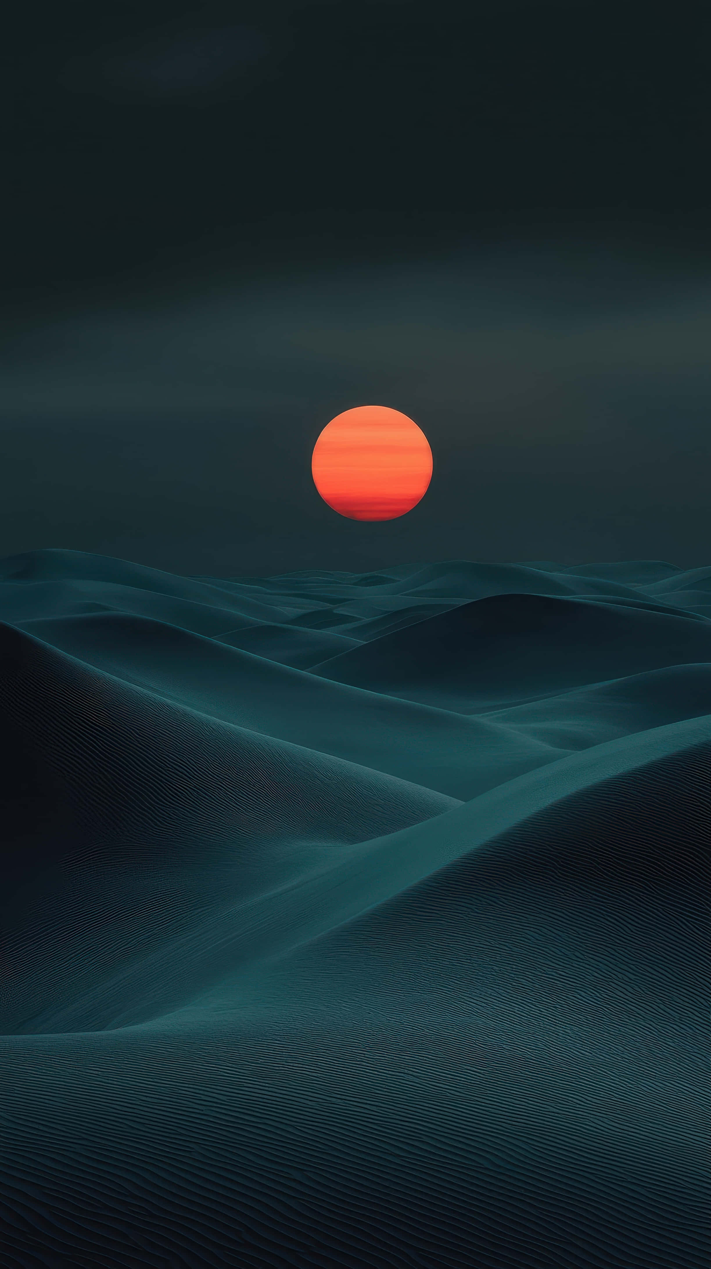 Serene, dark desert landscape, rippling sand dunes, 4K Phone Wallpaper