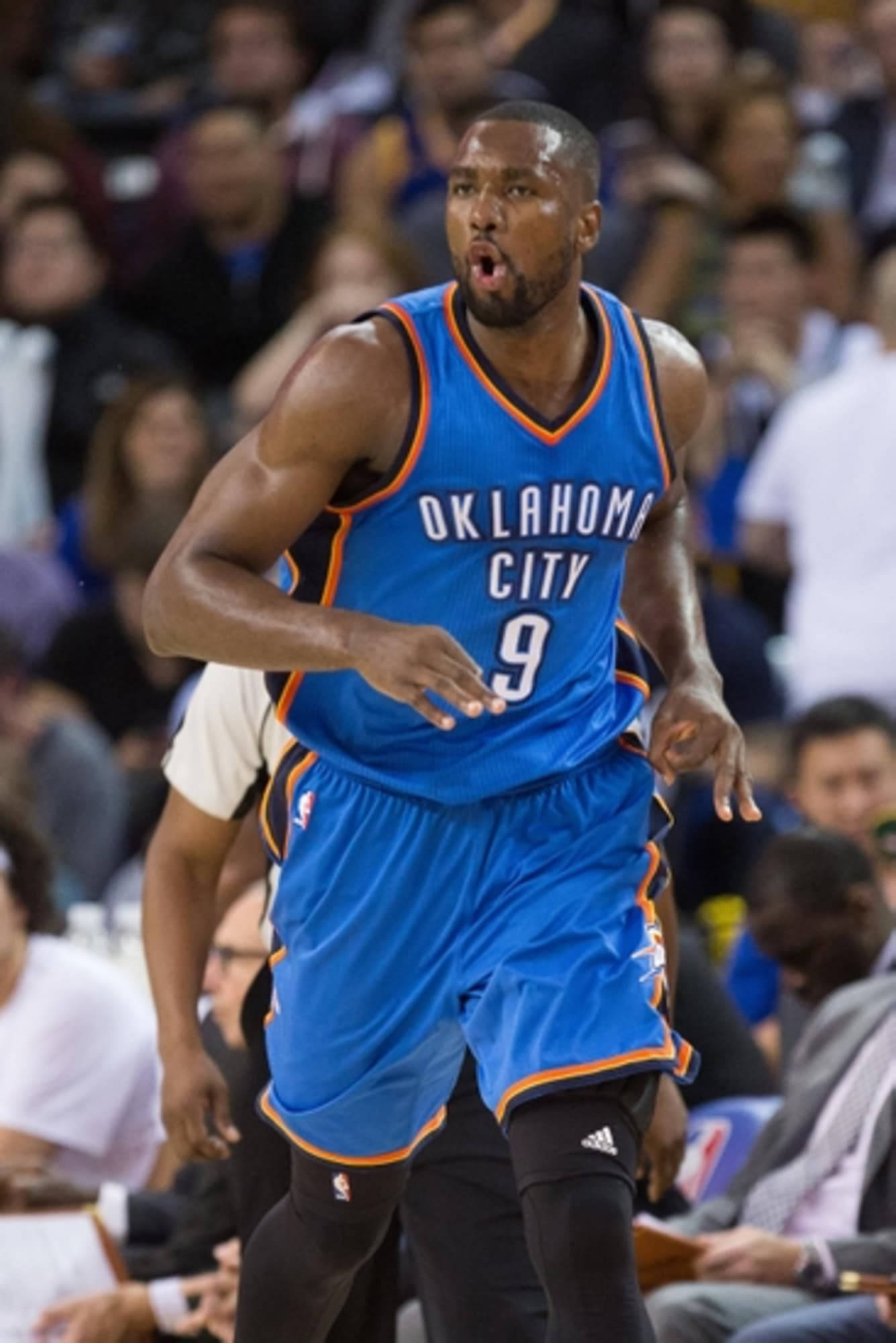 Serge Ibaka, blue Oklahoma City jersey, number 9, Full HD Phone Wallpaper