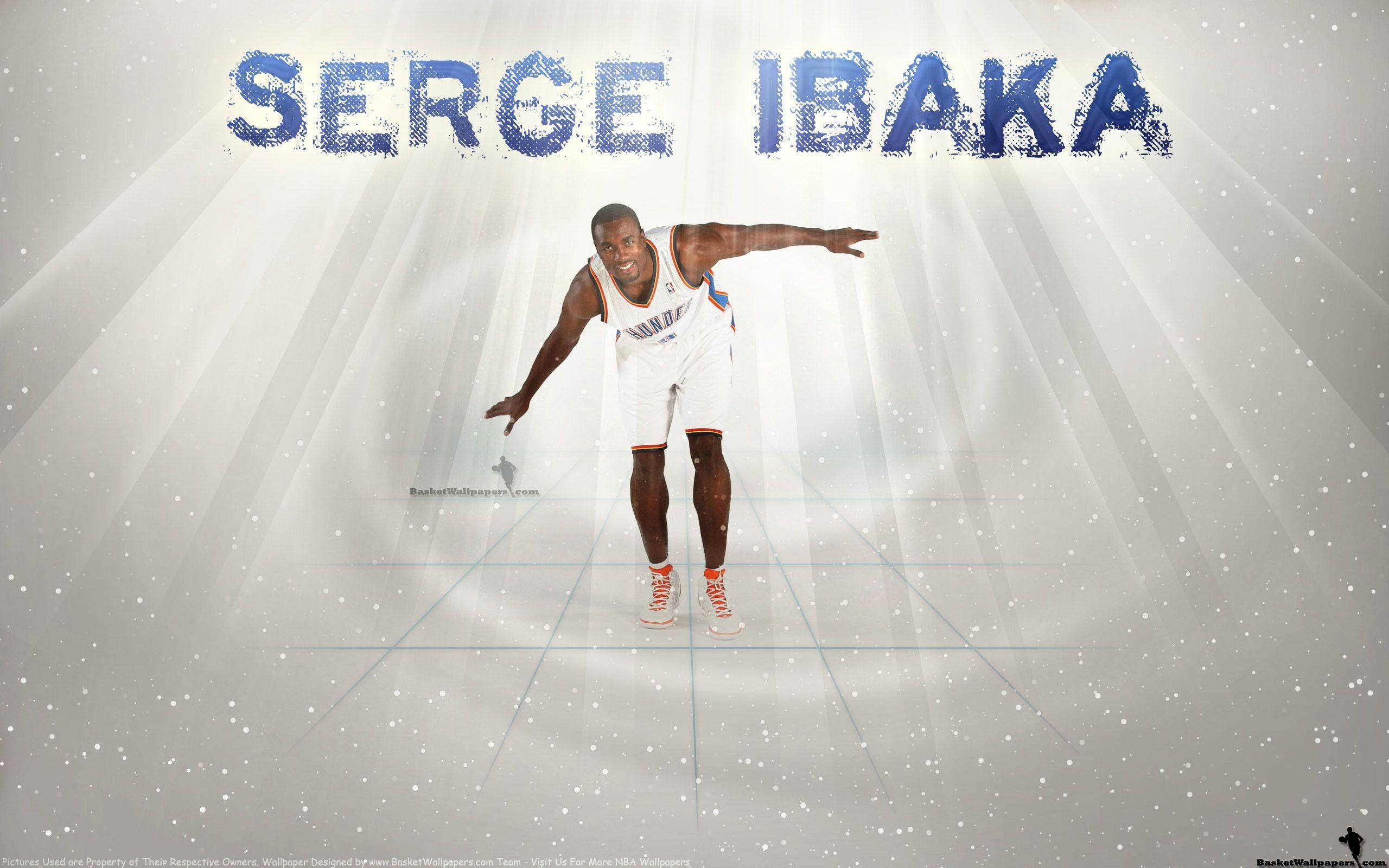 Serge Ibaka, white basketball uniform, radiant light beams, 2K Desktop Wallpaper