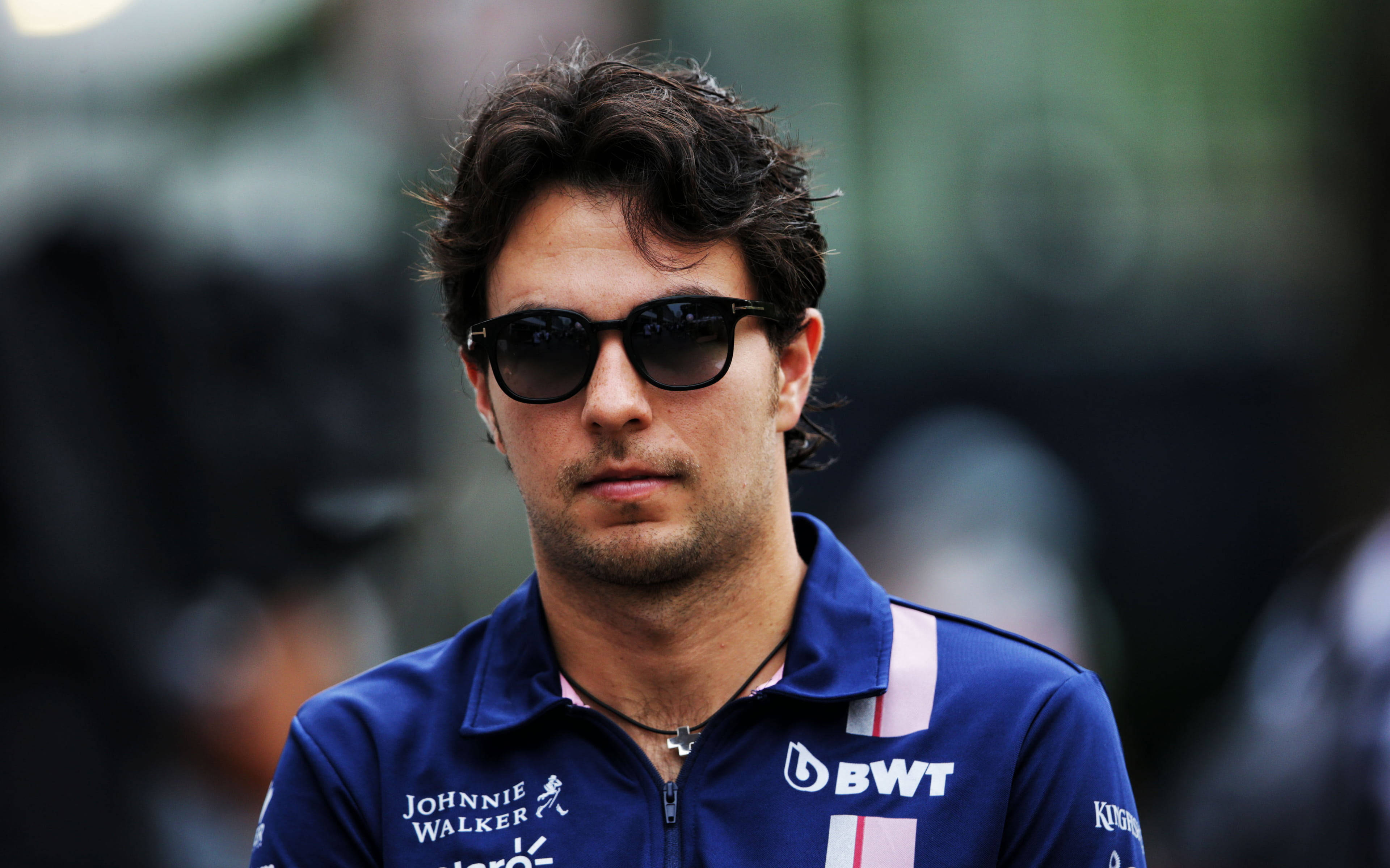 Sergio Perez, sunglasses, blue team jacket, 4K Desktop Wallpaper