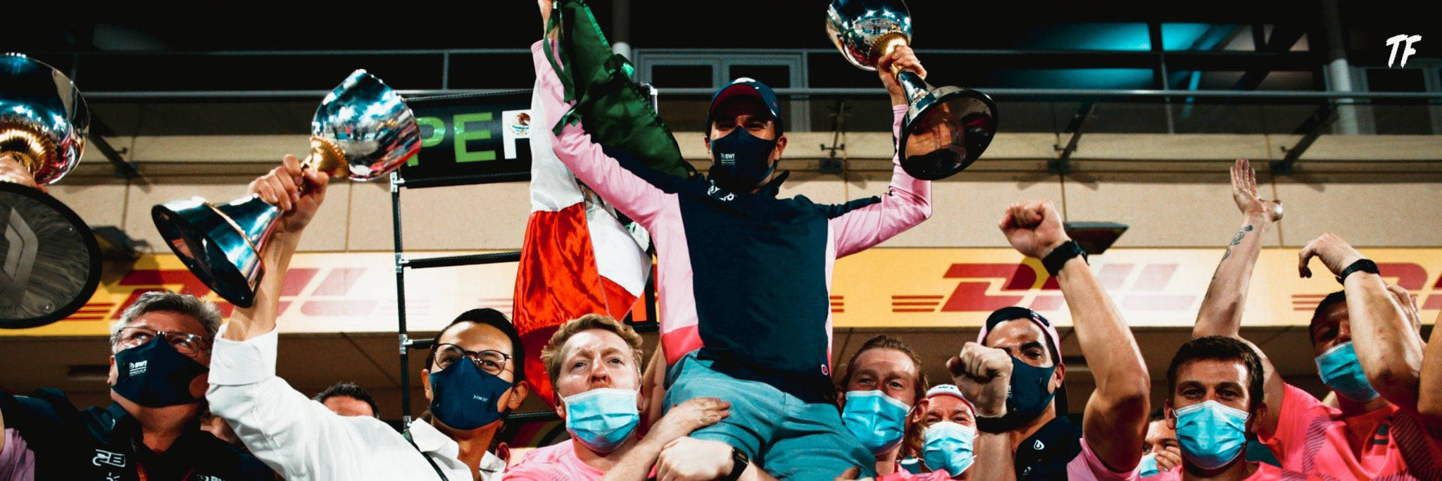 Sergio Perez, teammates, mask, Full HD Desktop Wallpaper