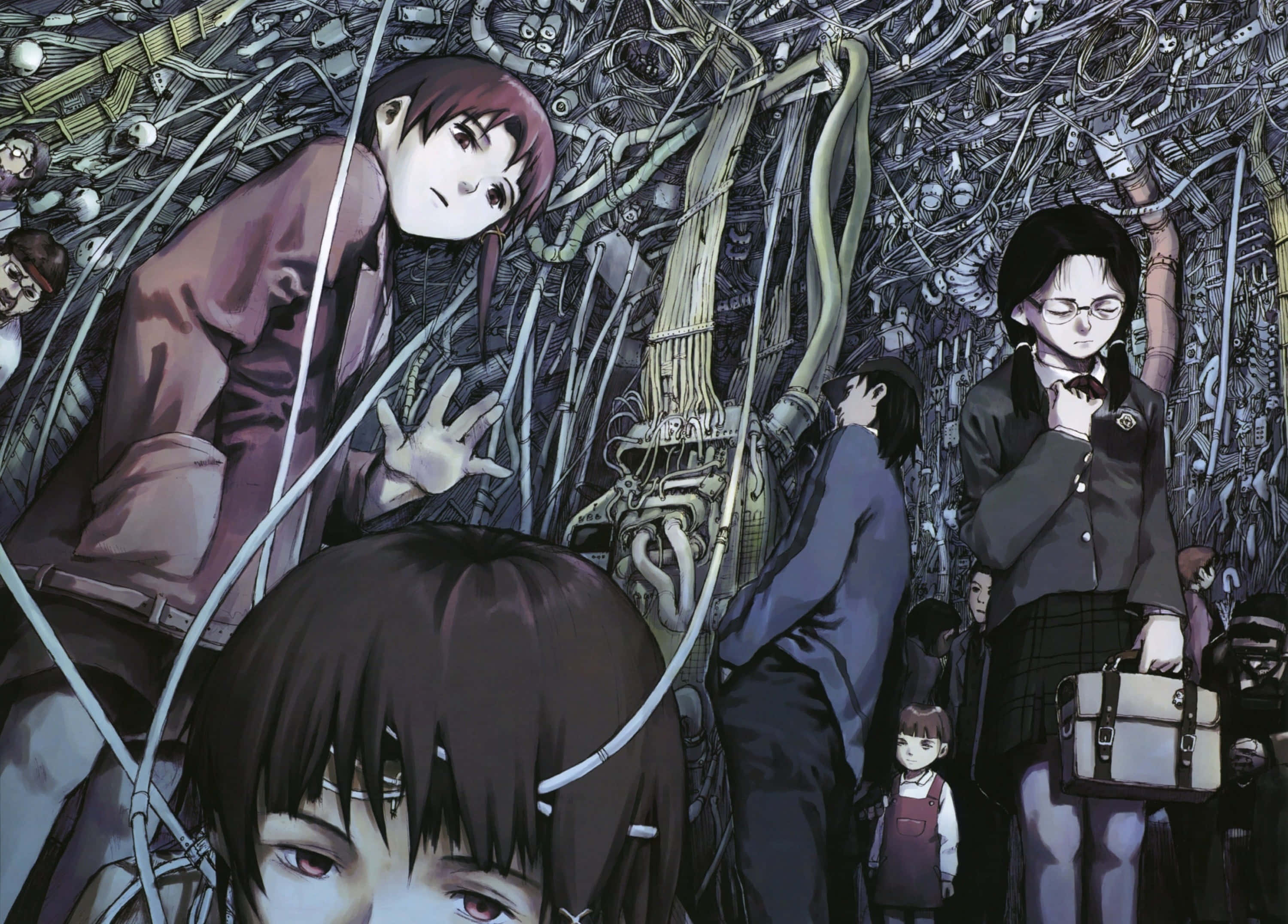 Serial experiments lain, tunnel, wires, 2K Desktop Wallpaper