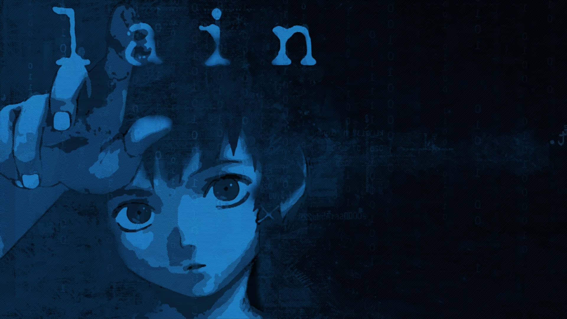 Serial Experiments Lain, blue-toned, anime character, Full HD Desktop Wallpaper