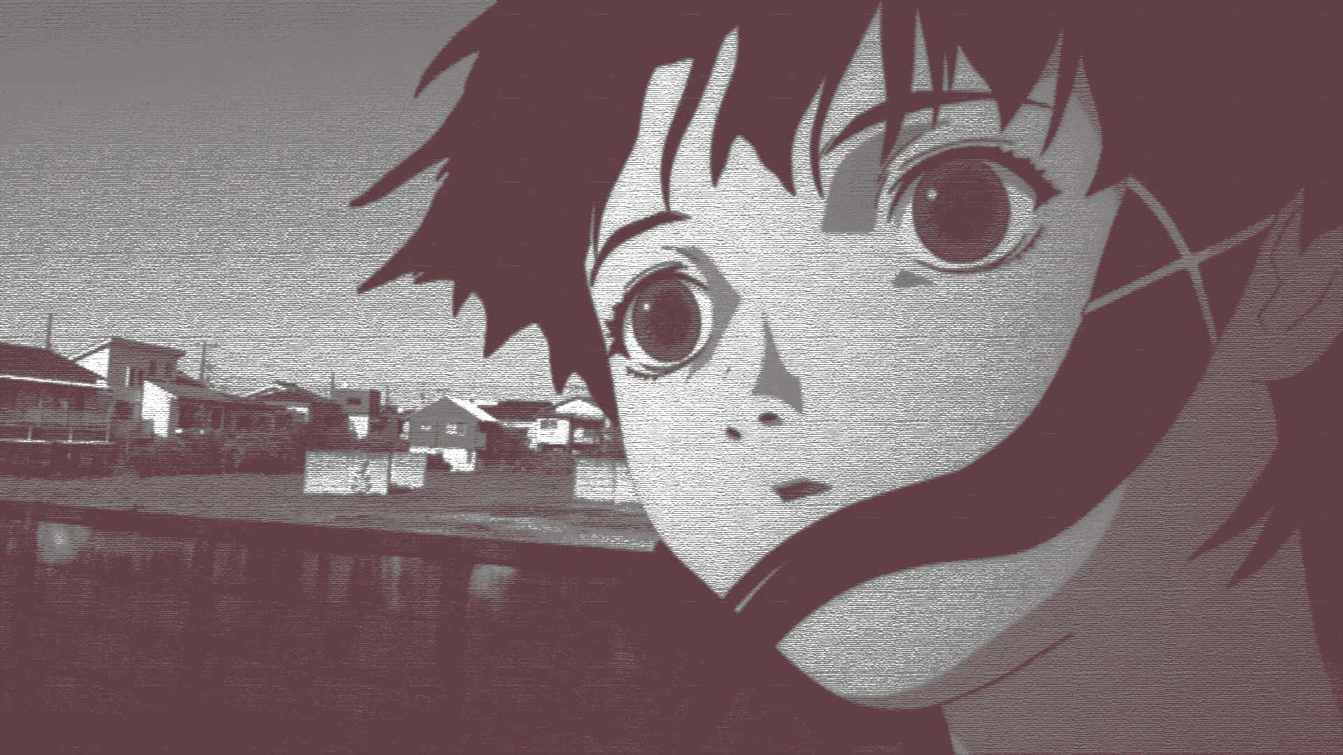 Serial Experiments Lain, anime girl, wide eyes, Full HD Desktop Wallpaper