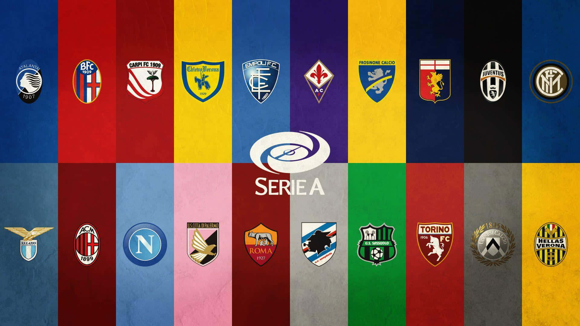 Serie A, football club crests, colorful textured backgrounds, Full HD Desktop Wallpaper