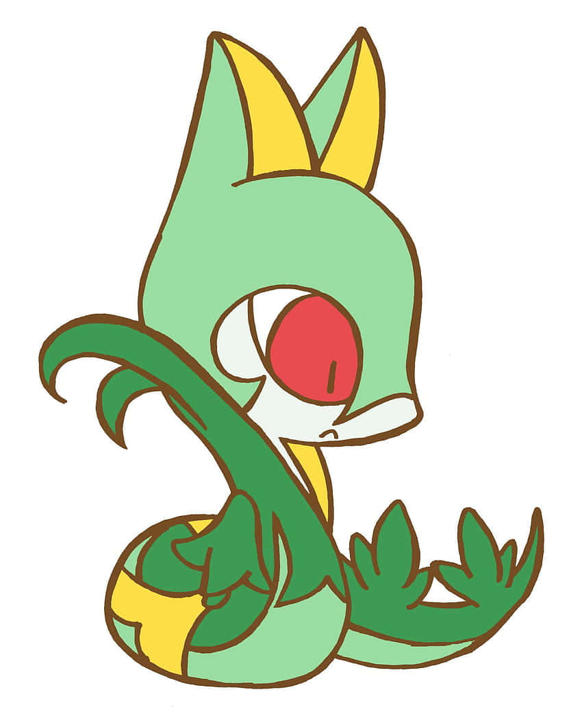 Serperior, green body, yellow horns, SD Phone Wallpaper