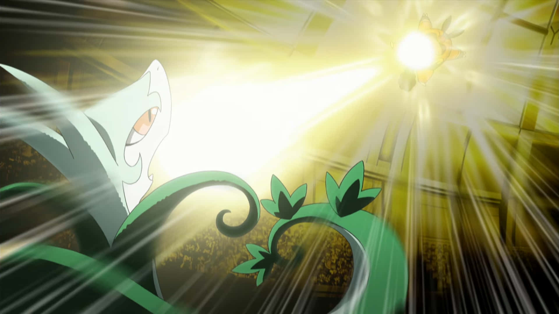 Serperior, glowing green and white, anime Pokémon, Full HD Desktop Wallpaper