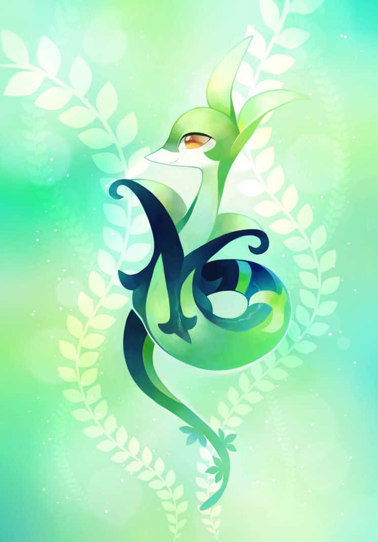 Serperior, leafy wings, flowing tail curls, SD Phone Wallpaper