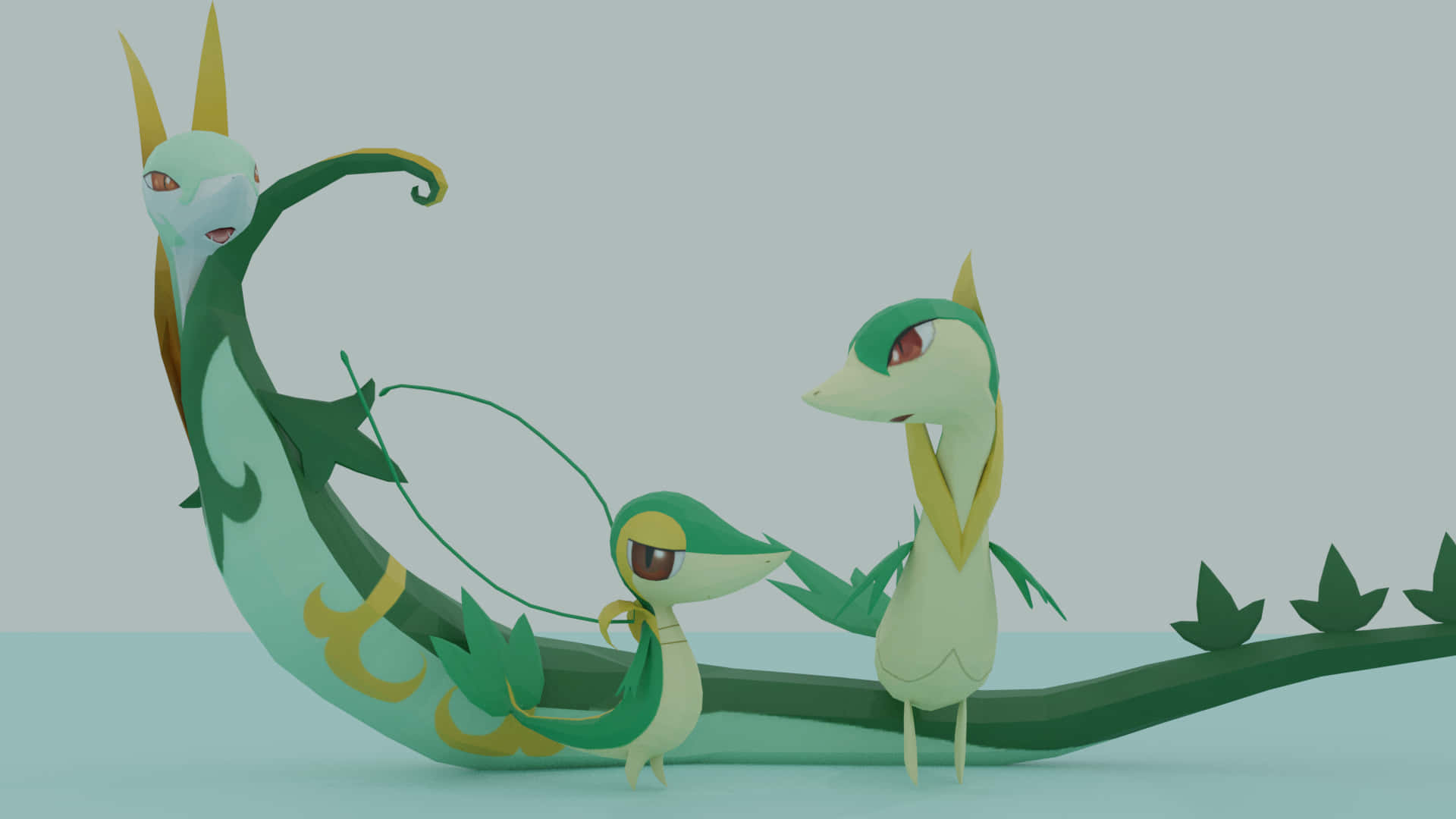 Serperior, green, yellow accents, Full HD Desktop Wallpaper