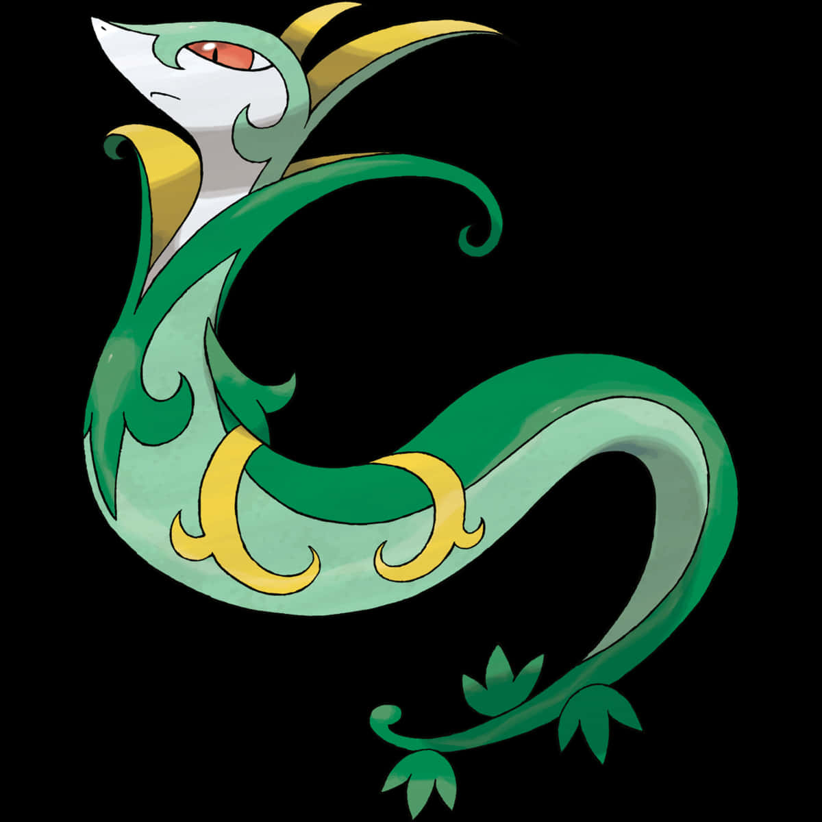 Serperior, green and yellow, leafy patterns, SD Desktop Wallpaper