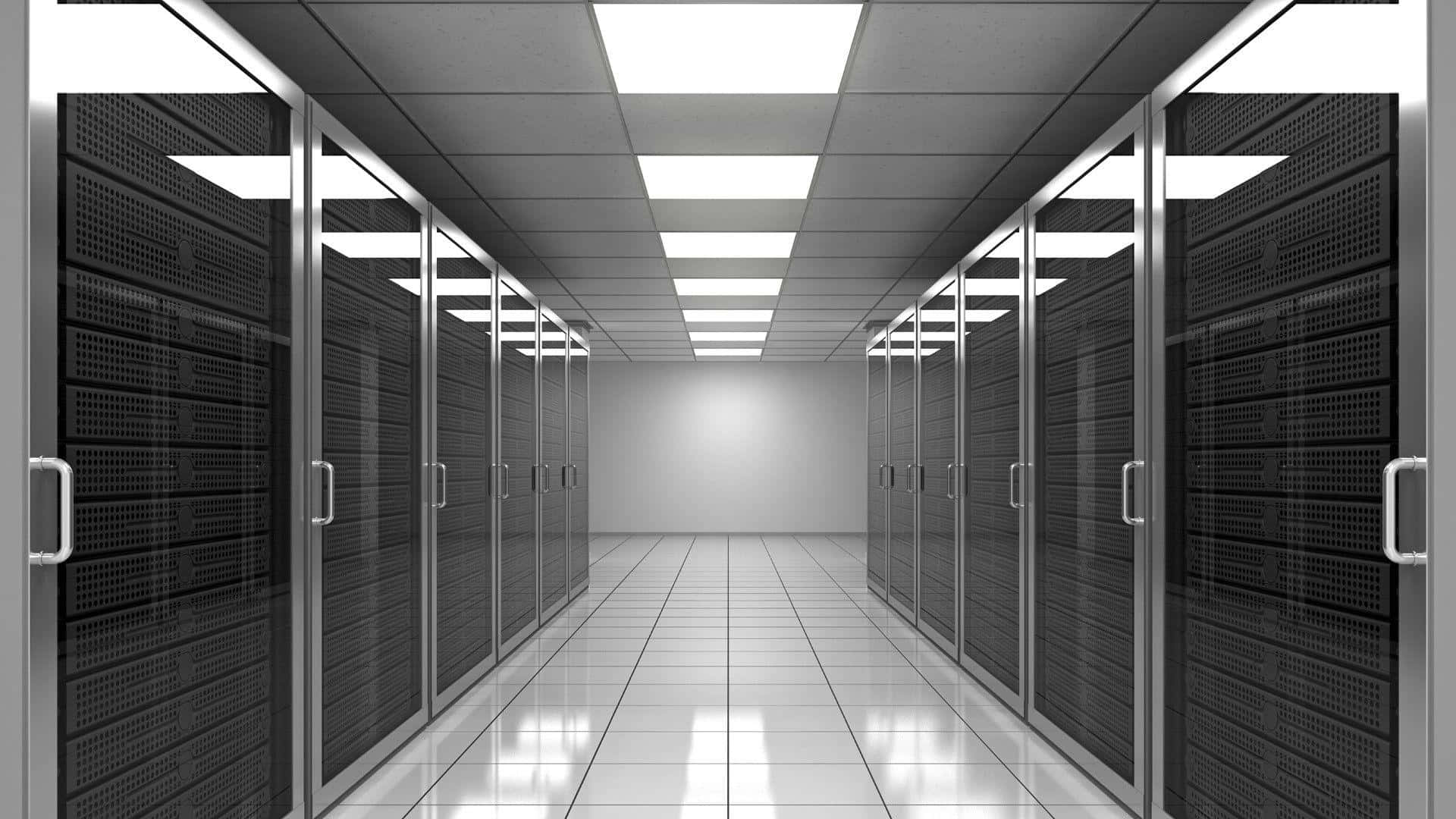 data center, server racks, reflective white tiles, Full HD Desktop Wallpaper