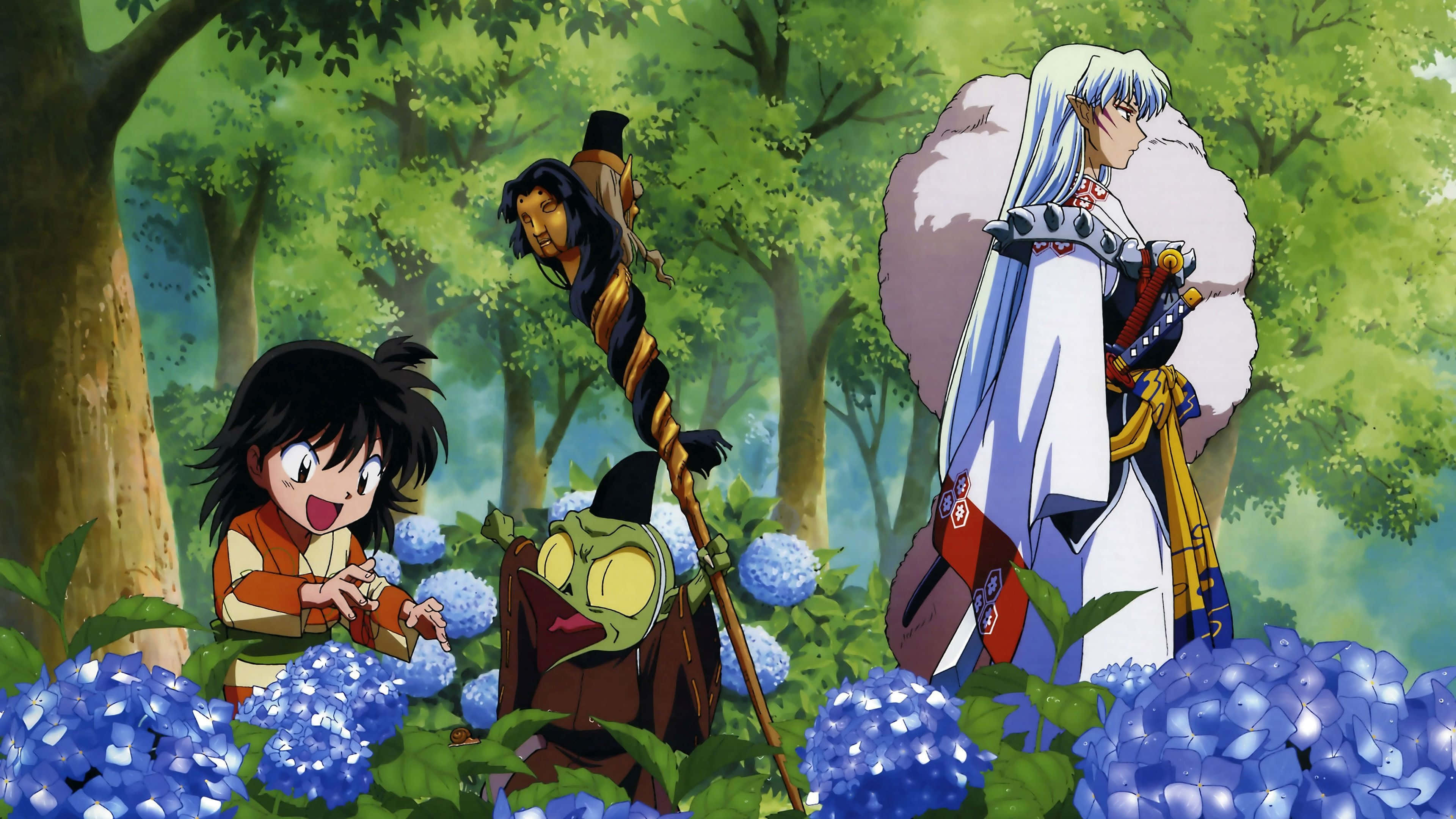 Sesshomaru, 3840 x 2160, lush green forest, 4K Desktop Wallpaper