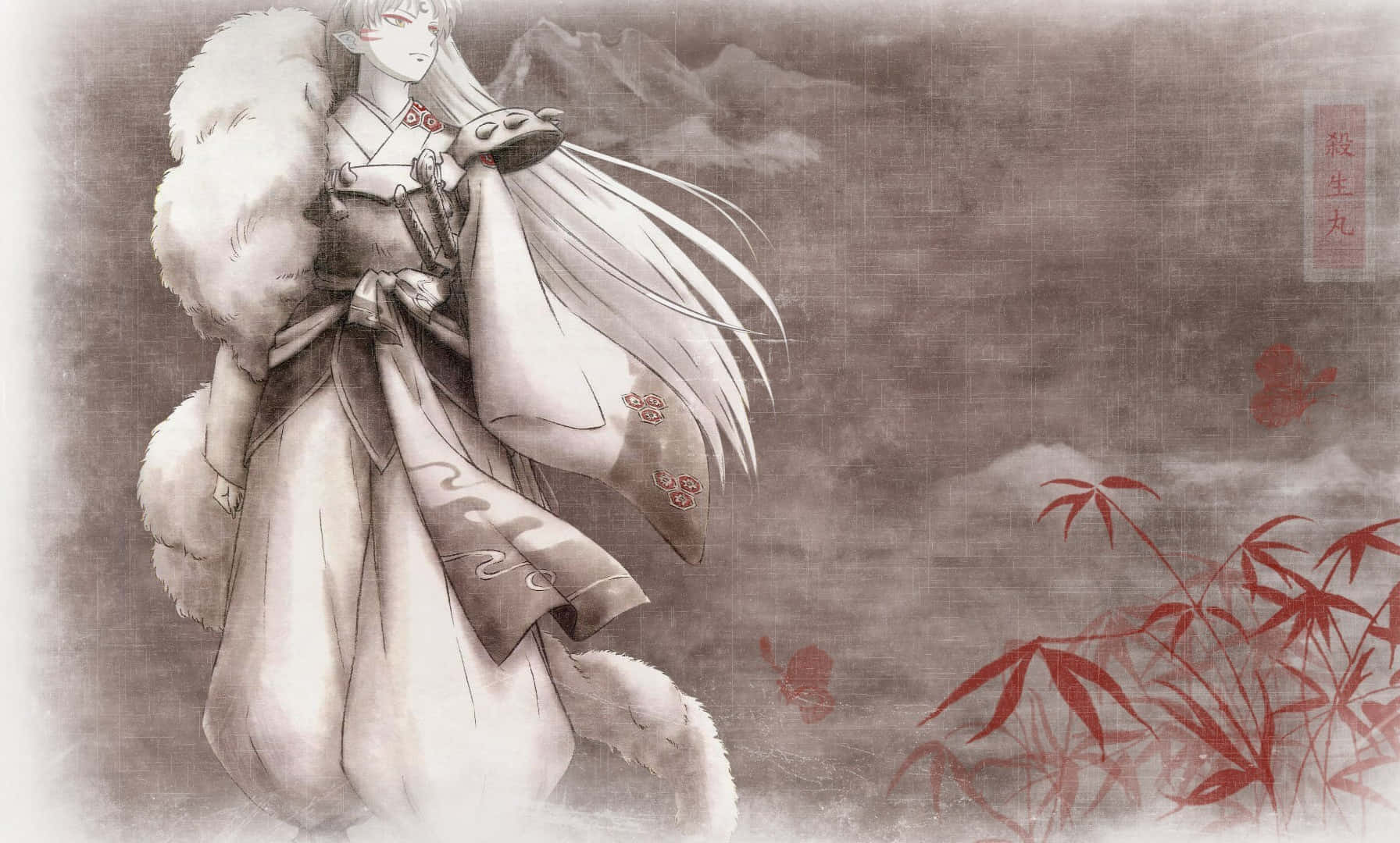 Sesshomaru, moonlight, misty mountain, HD Desktop Wallpaper