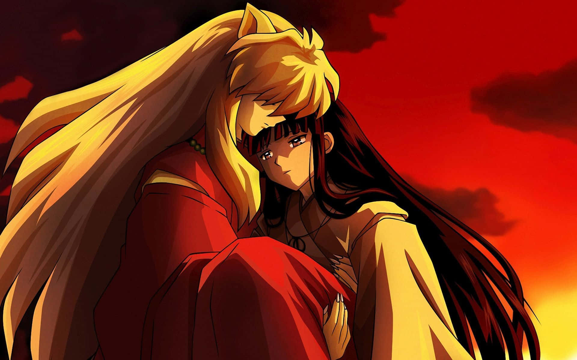 Sesshomaru, 1920 x 1200, fiery red sunset sky, Full HD Desktop Wallpaper