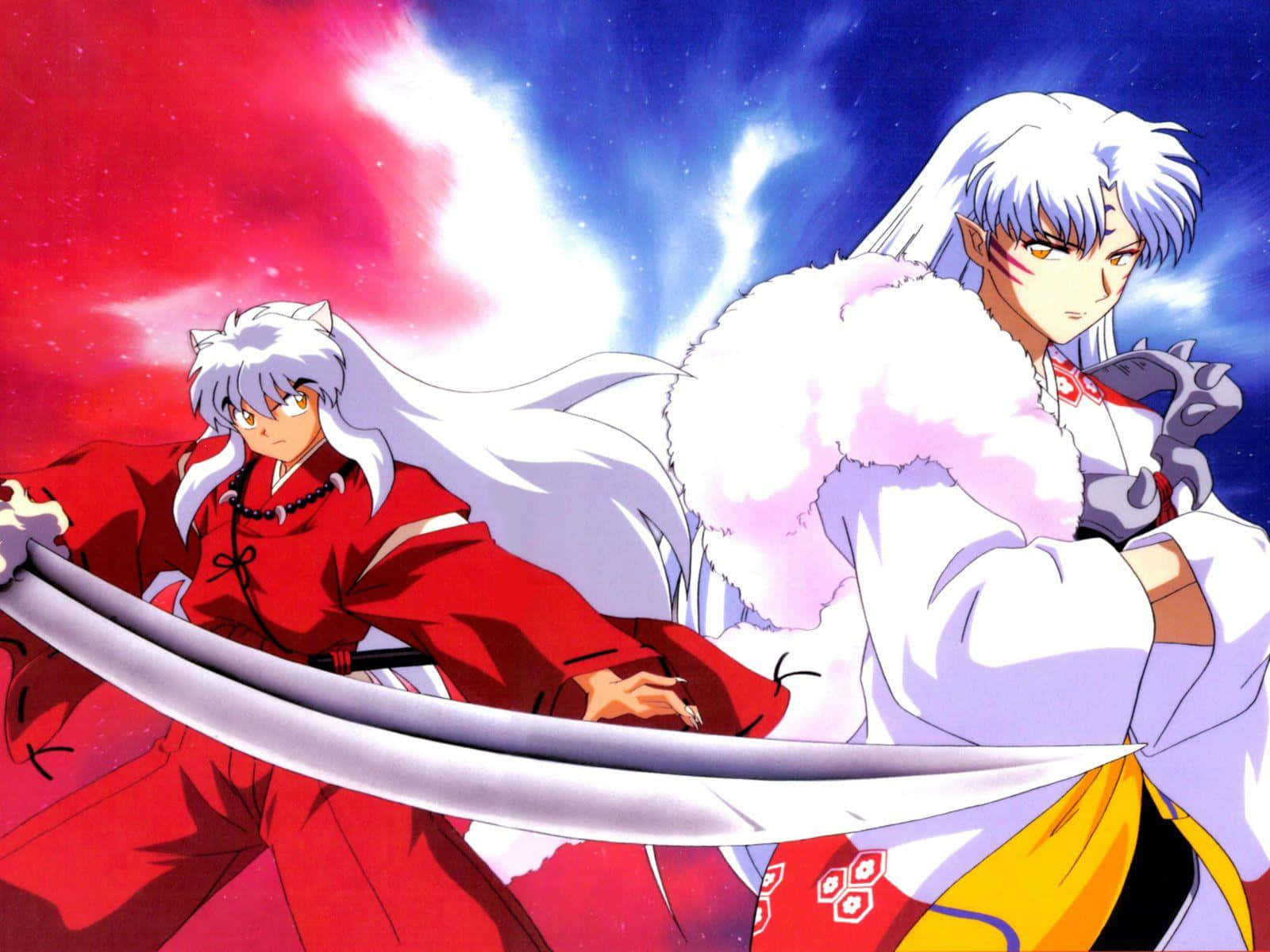 Sesshomaru, white hair, clash swords, HD Desktop Wallpaper