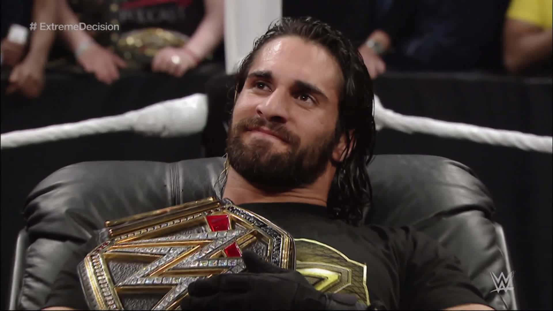Seth Rollins, championship belt, leather chair, Full HD Desktop Wallpaper