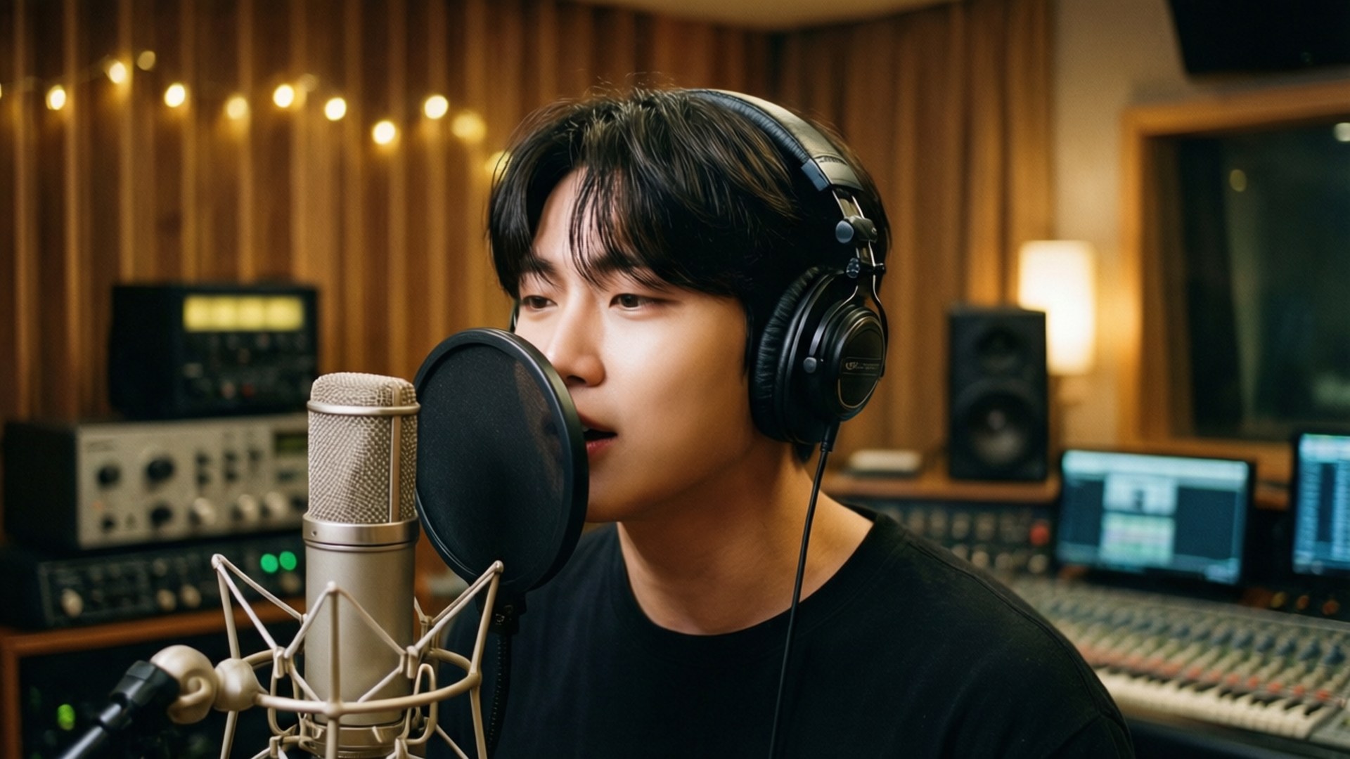 Seungmin, recording studio, headphones, Full HD Desktop Wallpaper