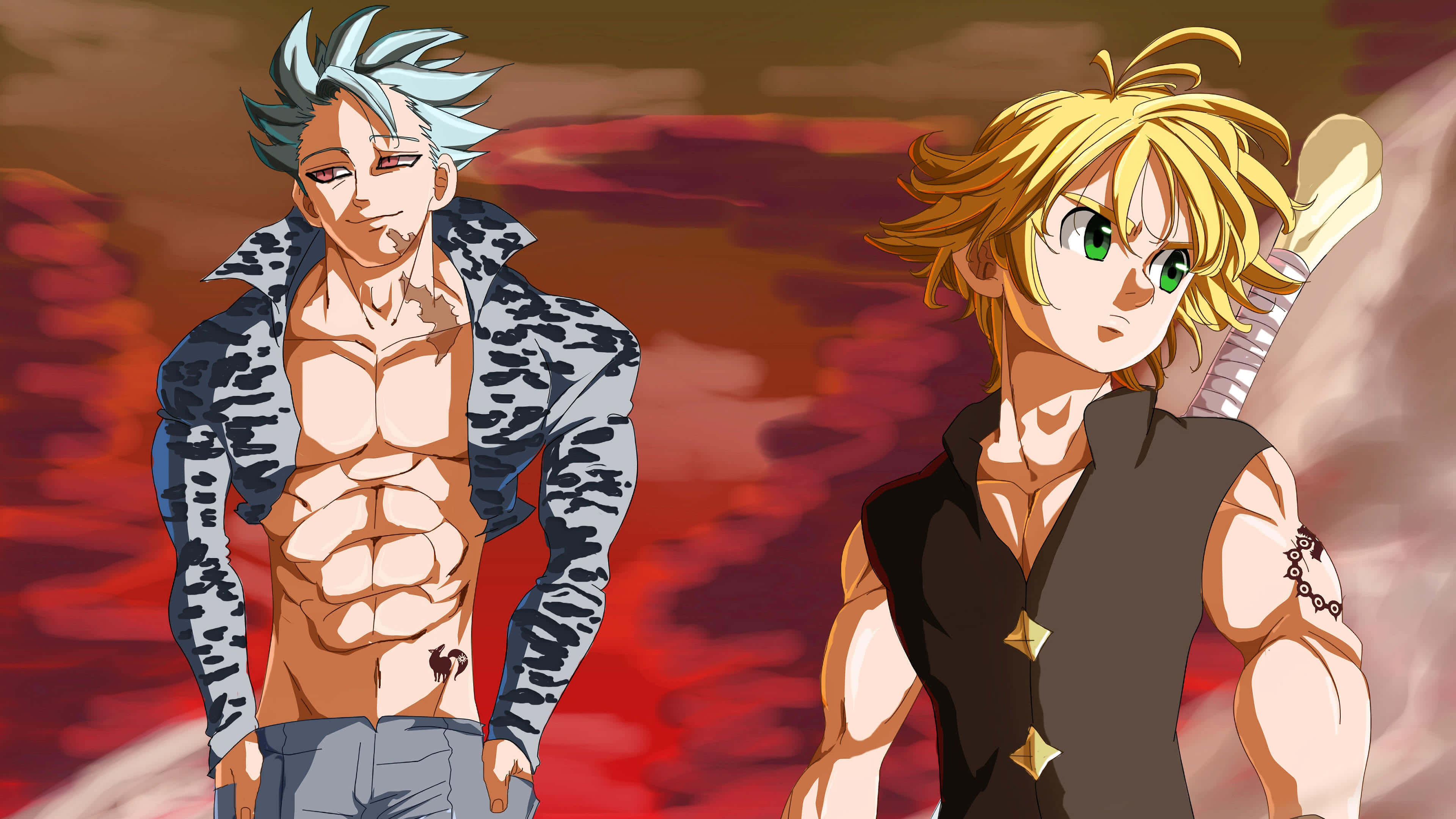 Seven Deadly Sins 4K, fiery red and orange sky, dramatic lighting, 4K Desktop Wallpaper